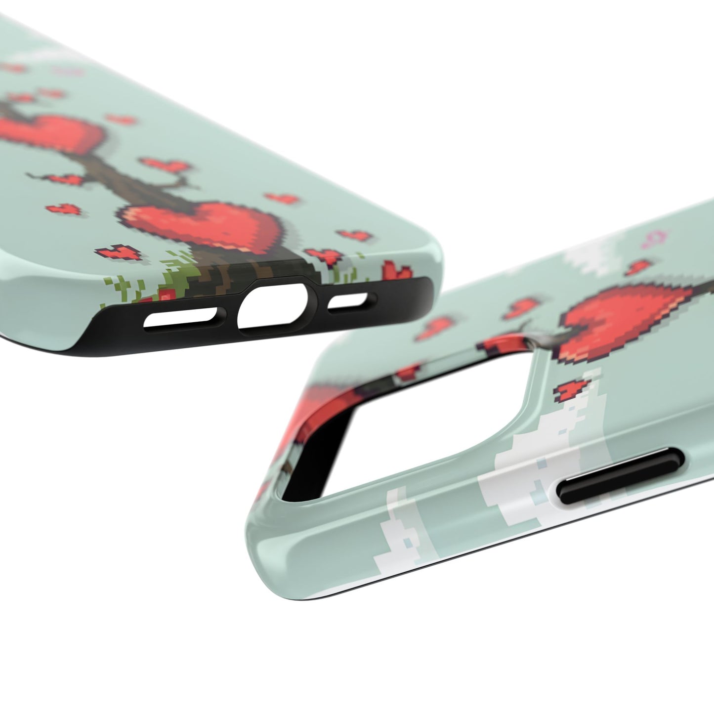 Pixelated Love Hearts Tree | Tough Phone Case - Cute Design - for iPhone