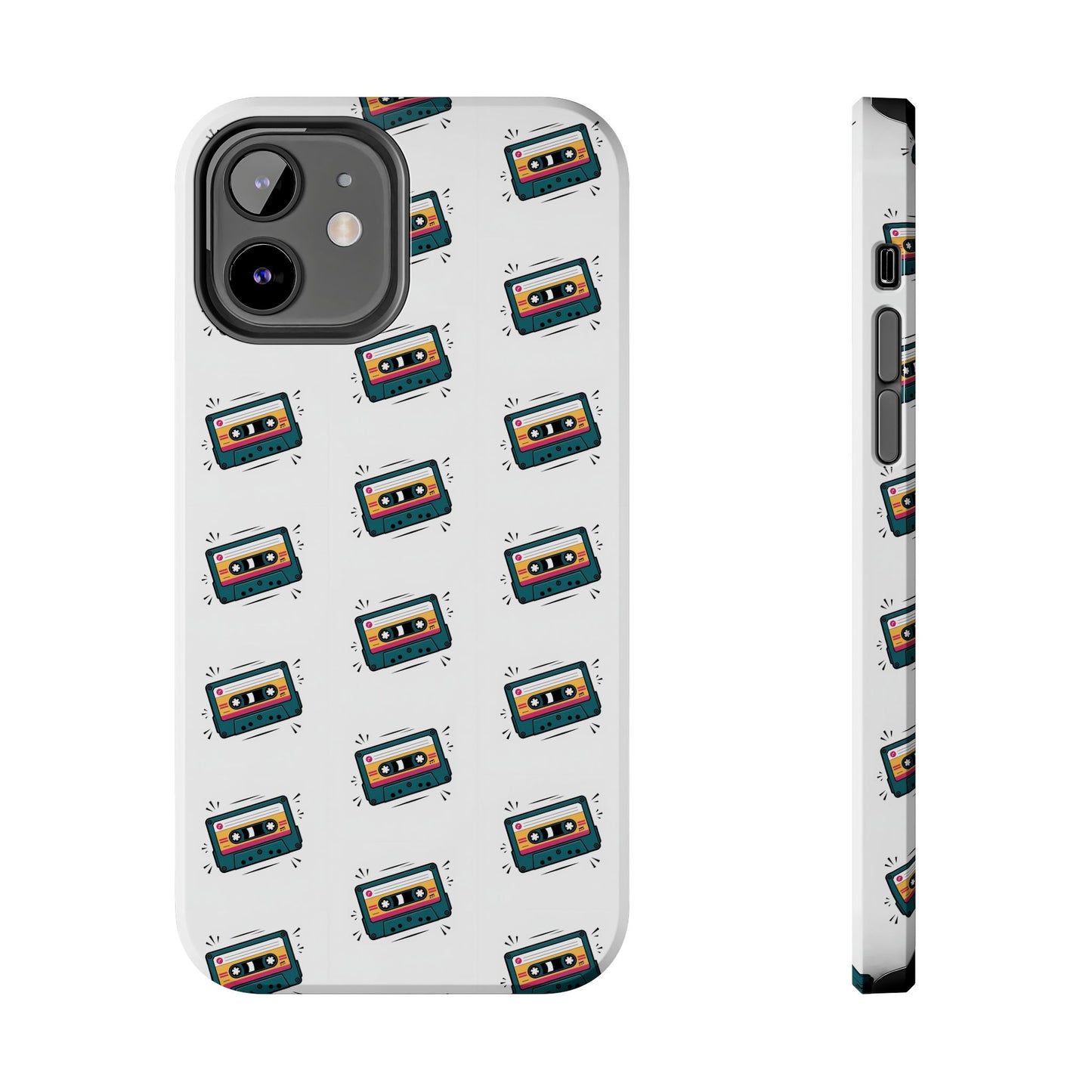 Retro Cassette Tape Phone Case Pattern - White