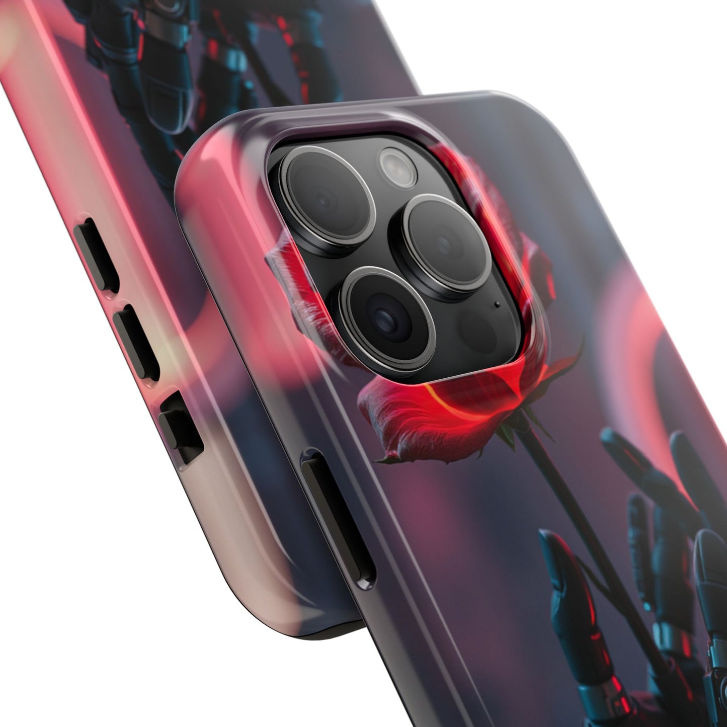 Futuristic Tough Phone Case with Robotic Rose Design | Durable Protection