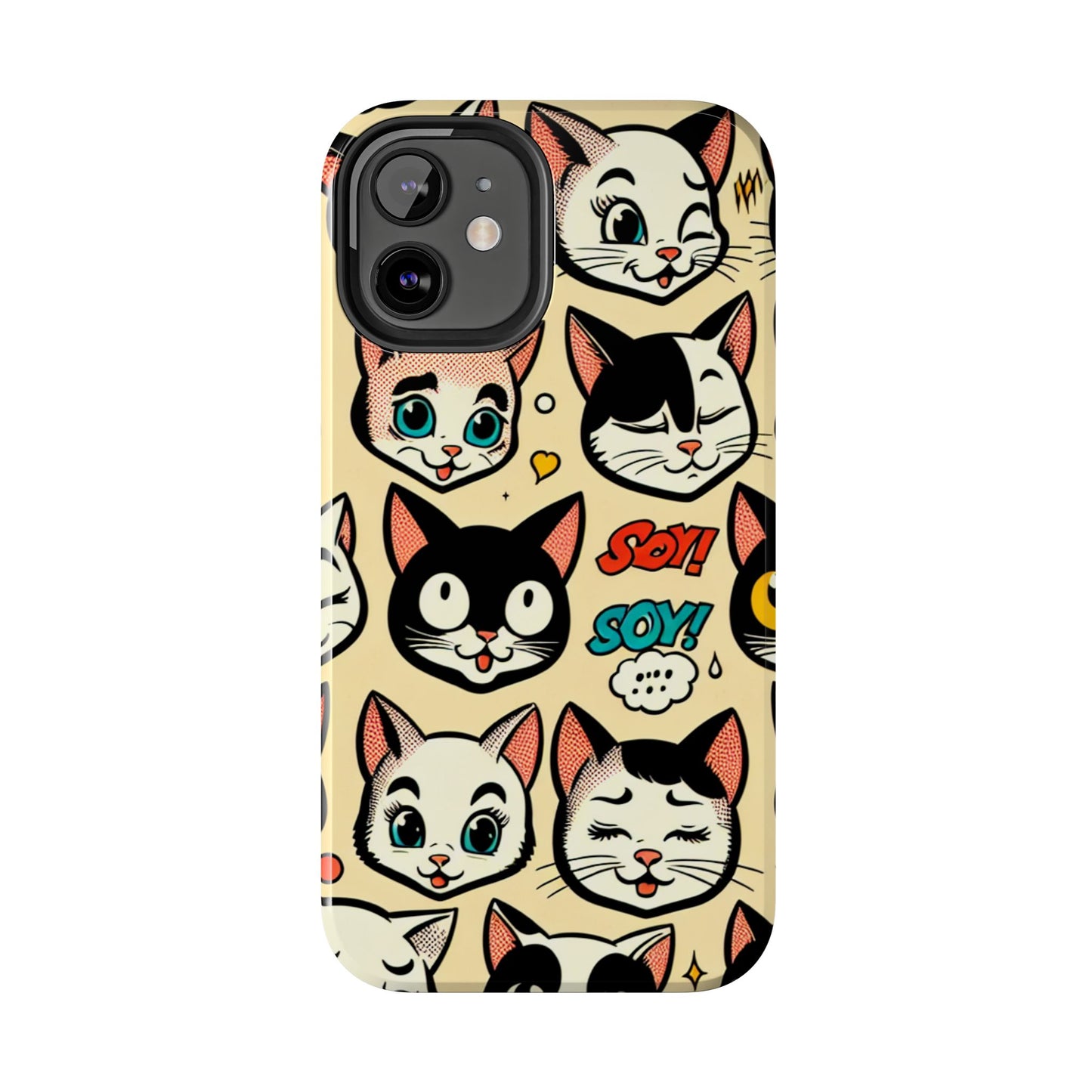 Playful Cat-Themed Tough Phone Case - Pet Pattern - for iPhone