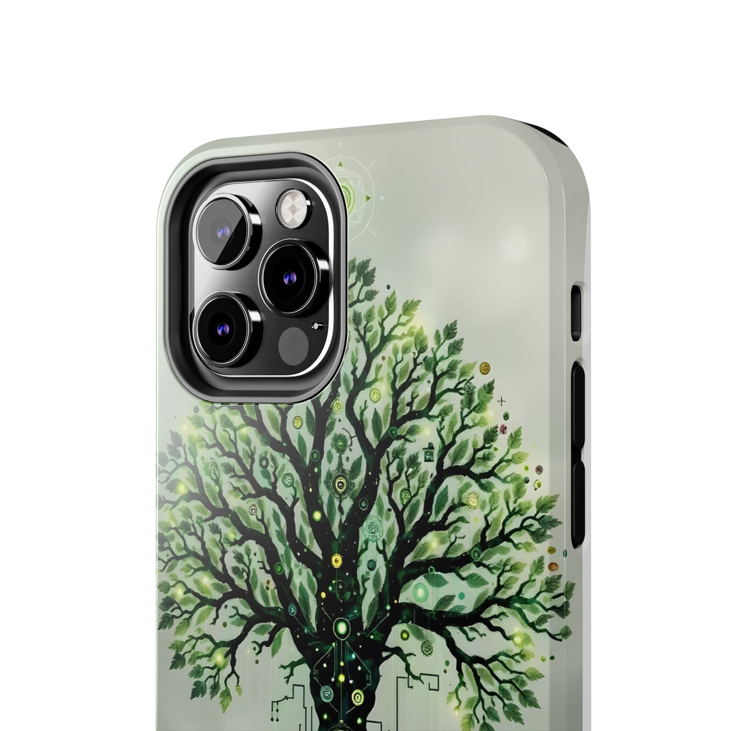 Nature-Inspired Tough Phone Case with Tech Tree Design - for iPhone