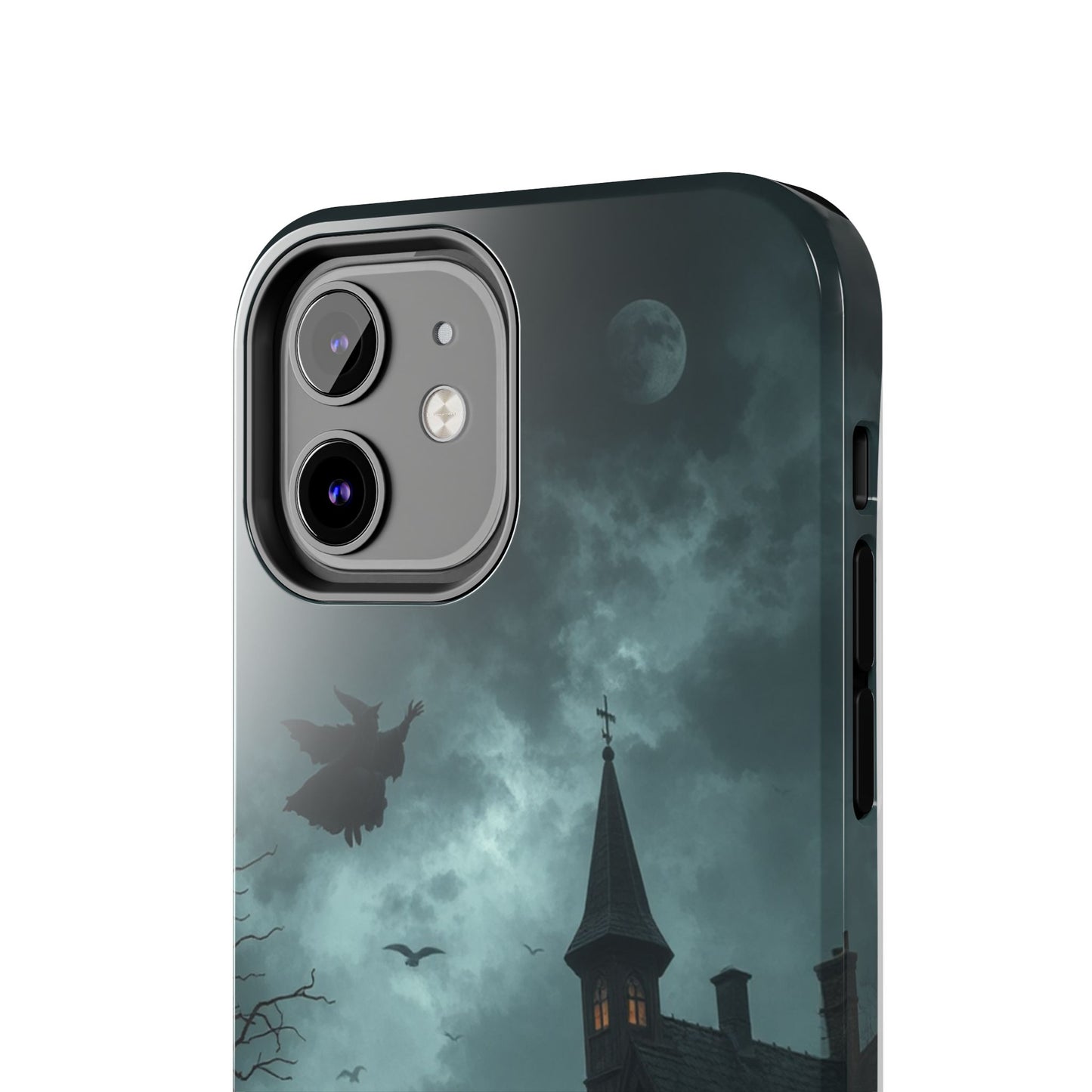 Halloween-Themed Tough Phone Case with Spooky House Design