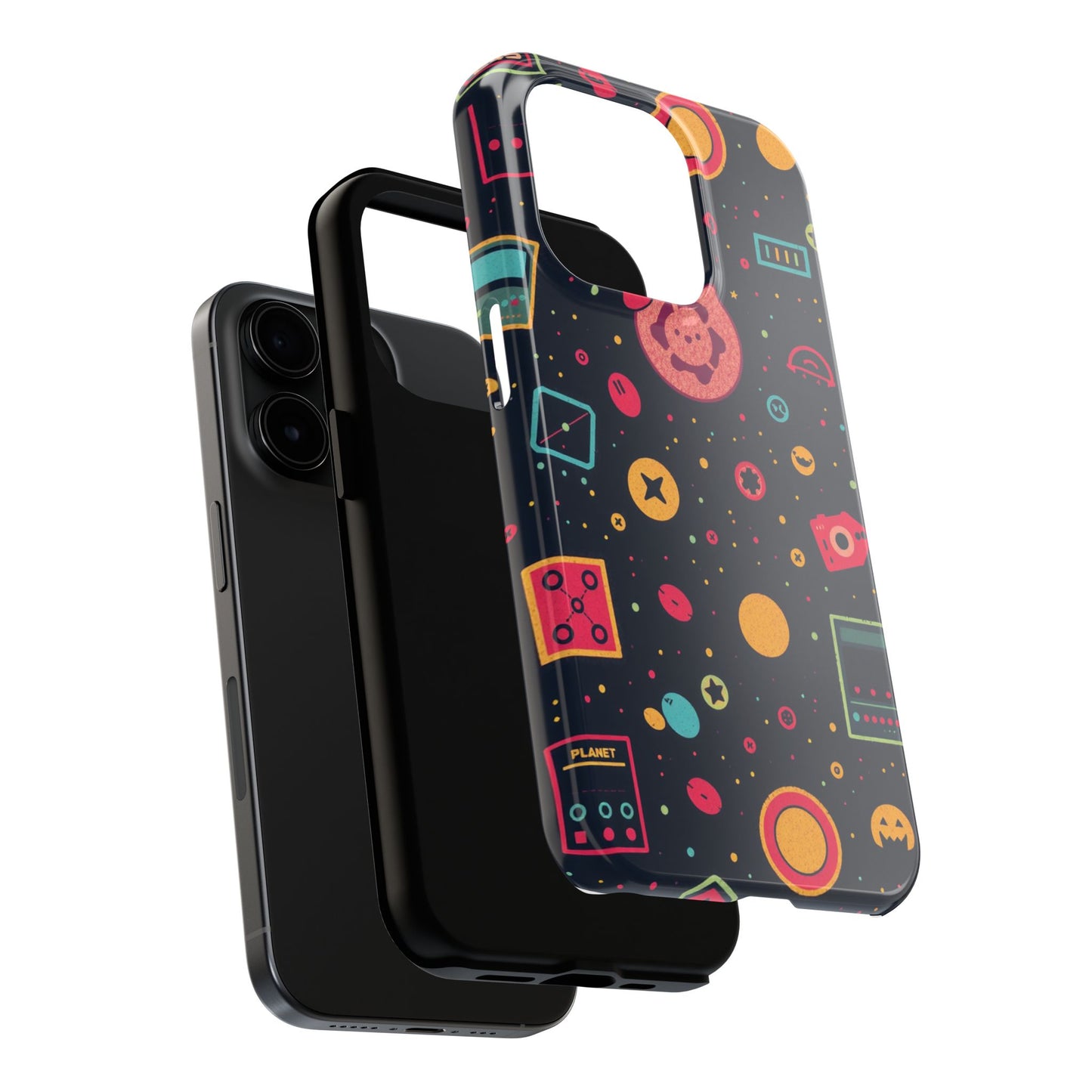 Colorful Space-Themed Tough Phone Case - Fun & Durable Protection for All Ages - for iPhone