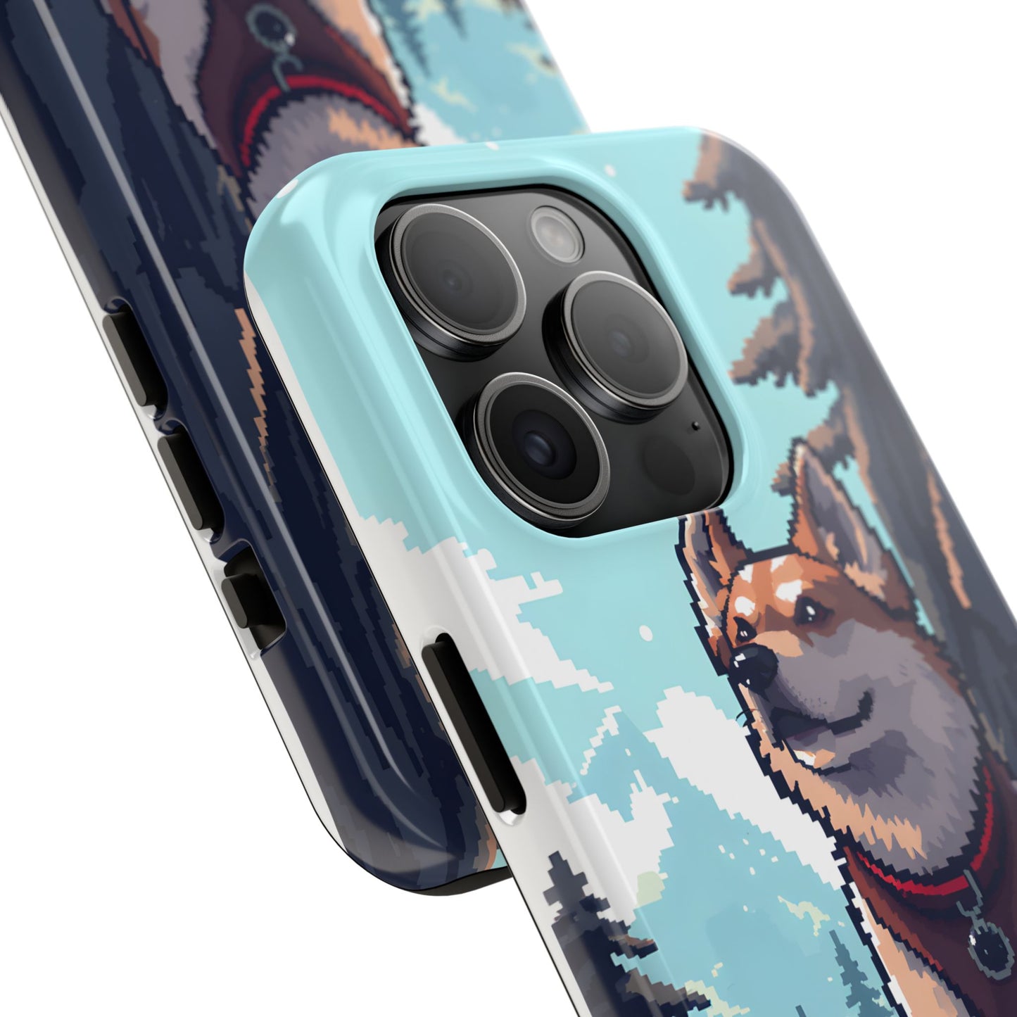 Retro Dog Adventure Tough Phone Case - Pixel Art Shiba Inu Design - for iPhone