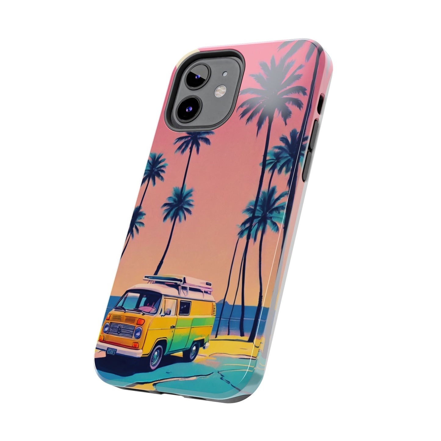 Tropical Beach Vibe Tough Phone Case - Vintage Van Design - for iPhone
