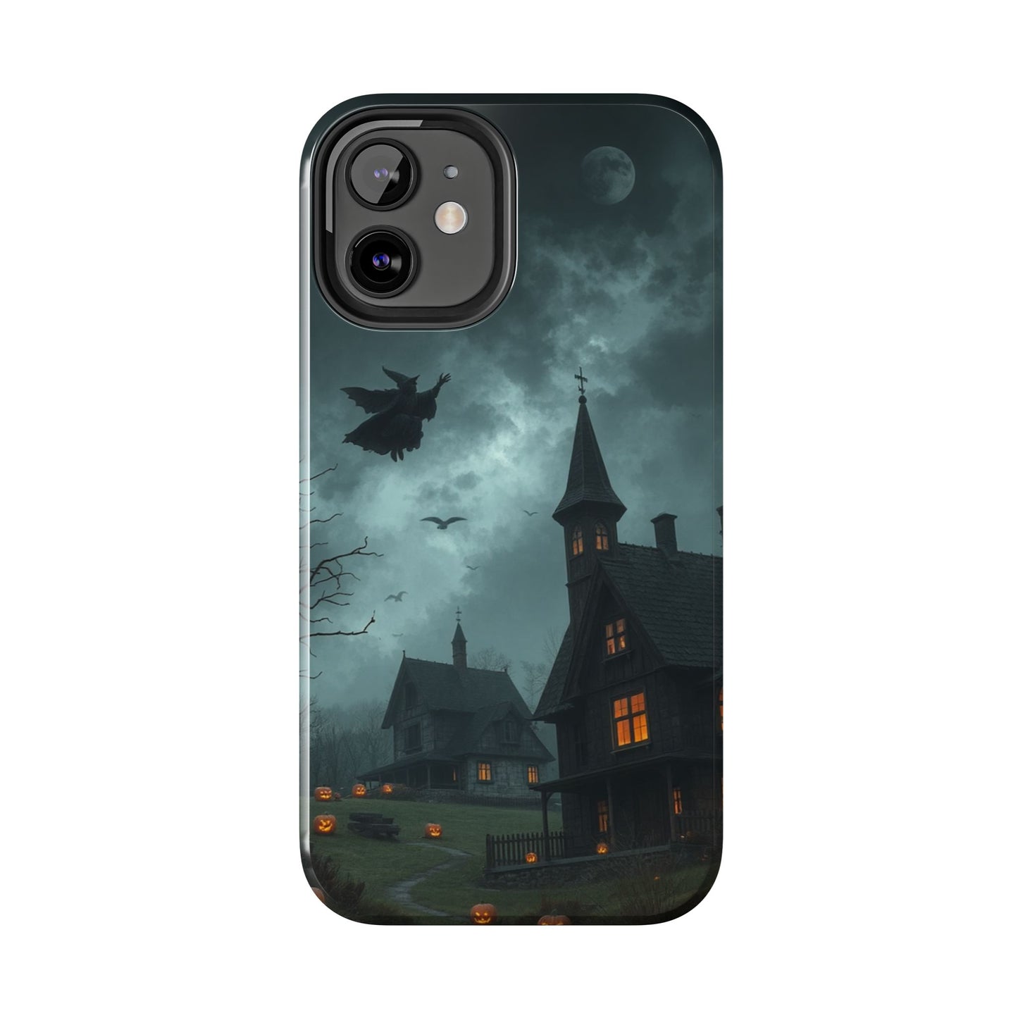 Halloween-Themed Tough Phone Case with Spooky House Design