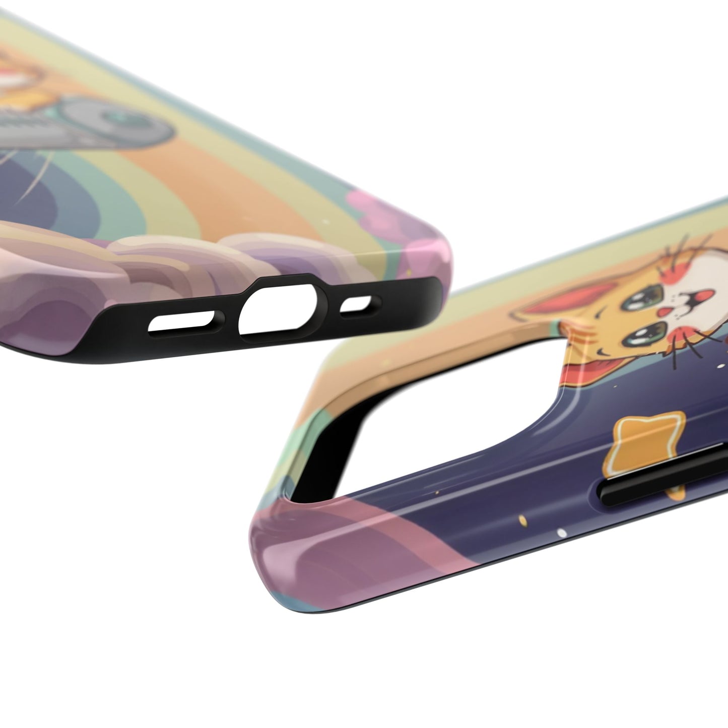 Cute Cat Rocket Phone Case - Vibrant and Playful Tough Case