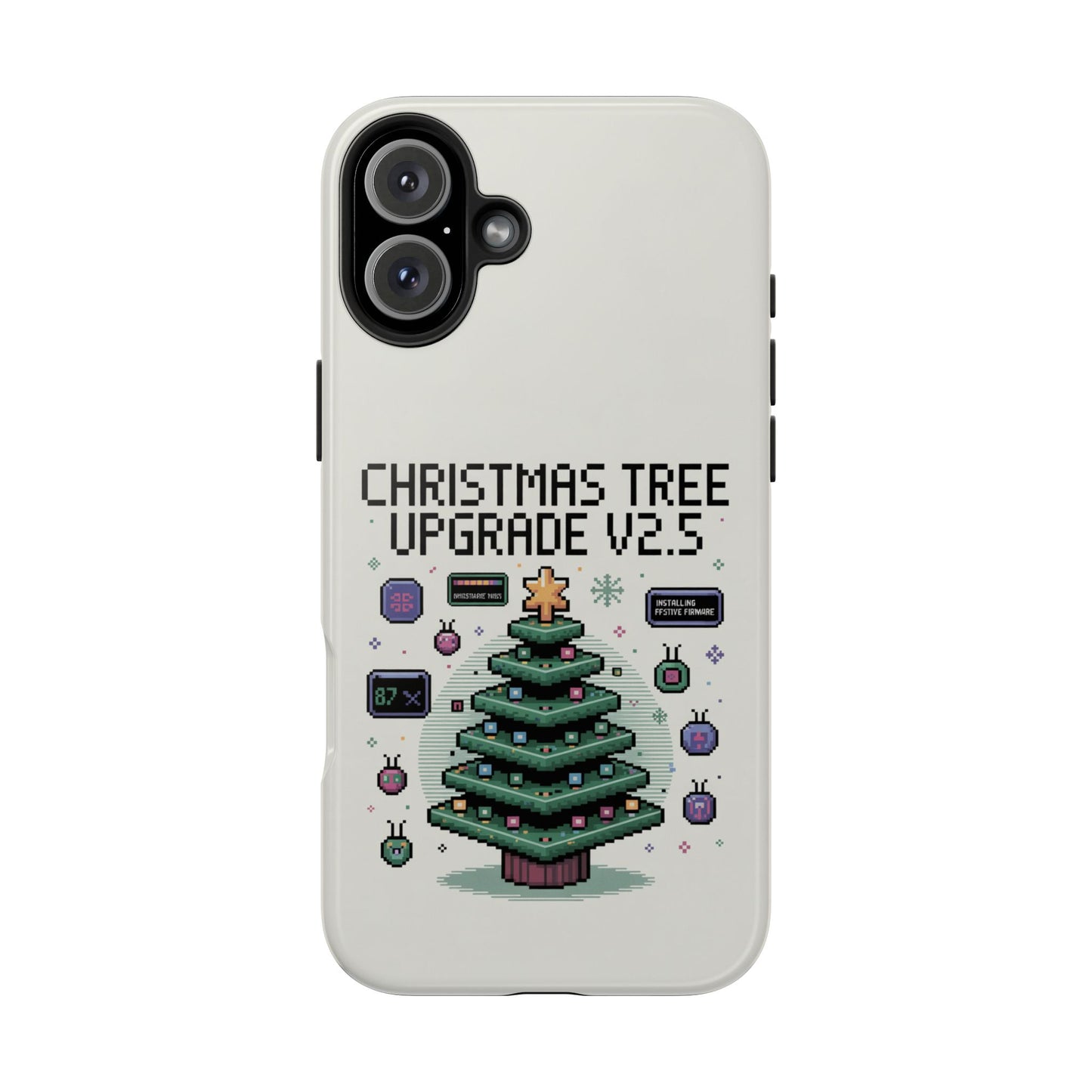 Christmas Tree Upgrade Tough iPhone Case - Pixel Art Design