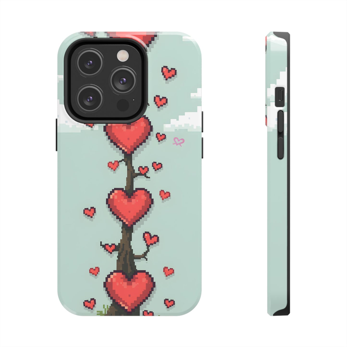 Pixelated Love Hearts Tree | Tough Phone Case - Cute Design - for iPhone