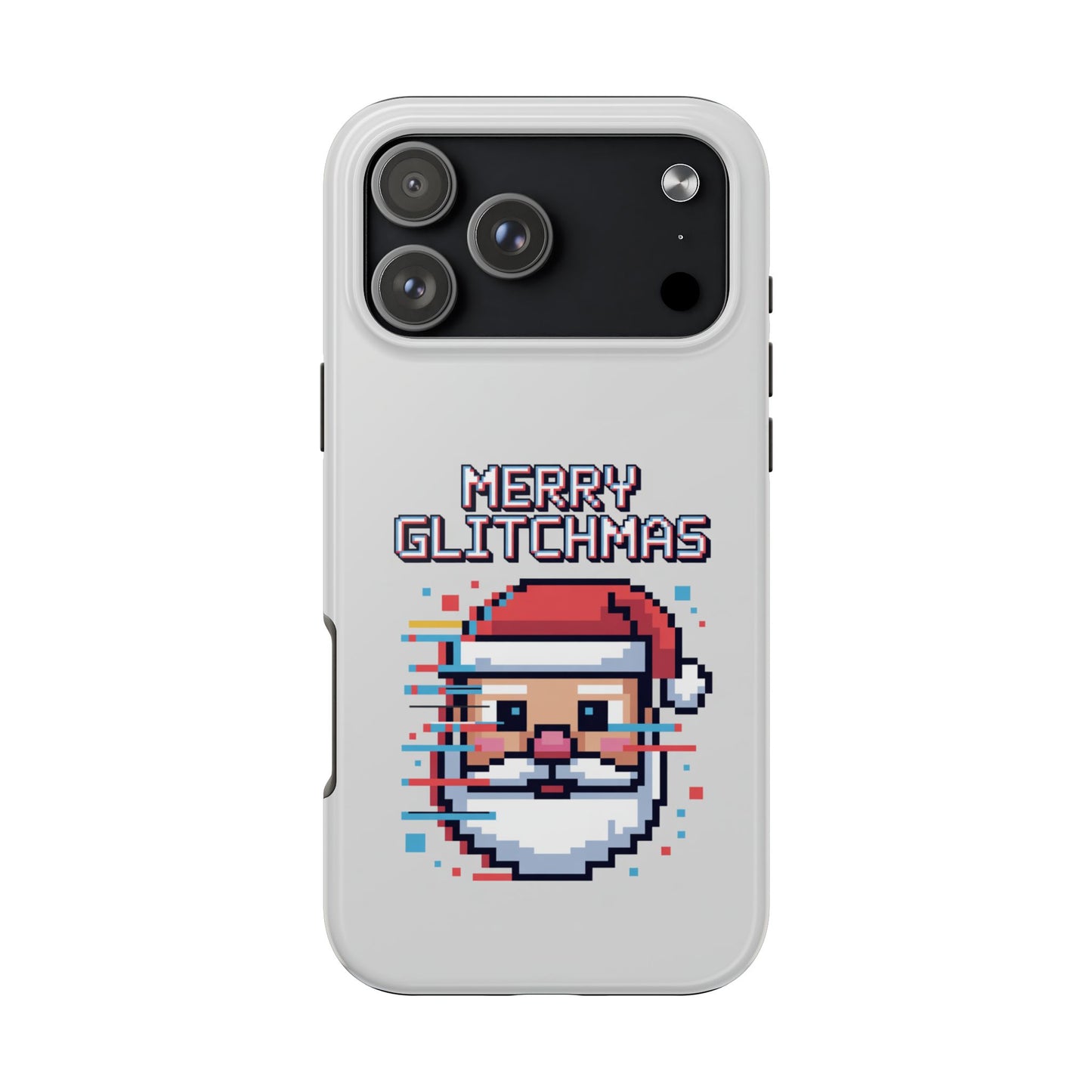 Merry Glitchmas Phone Case - Christmas Pixel Art Design for iPhone