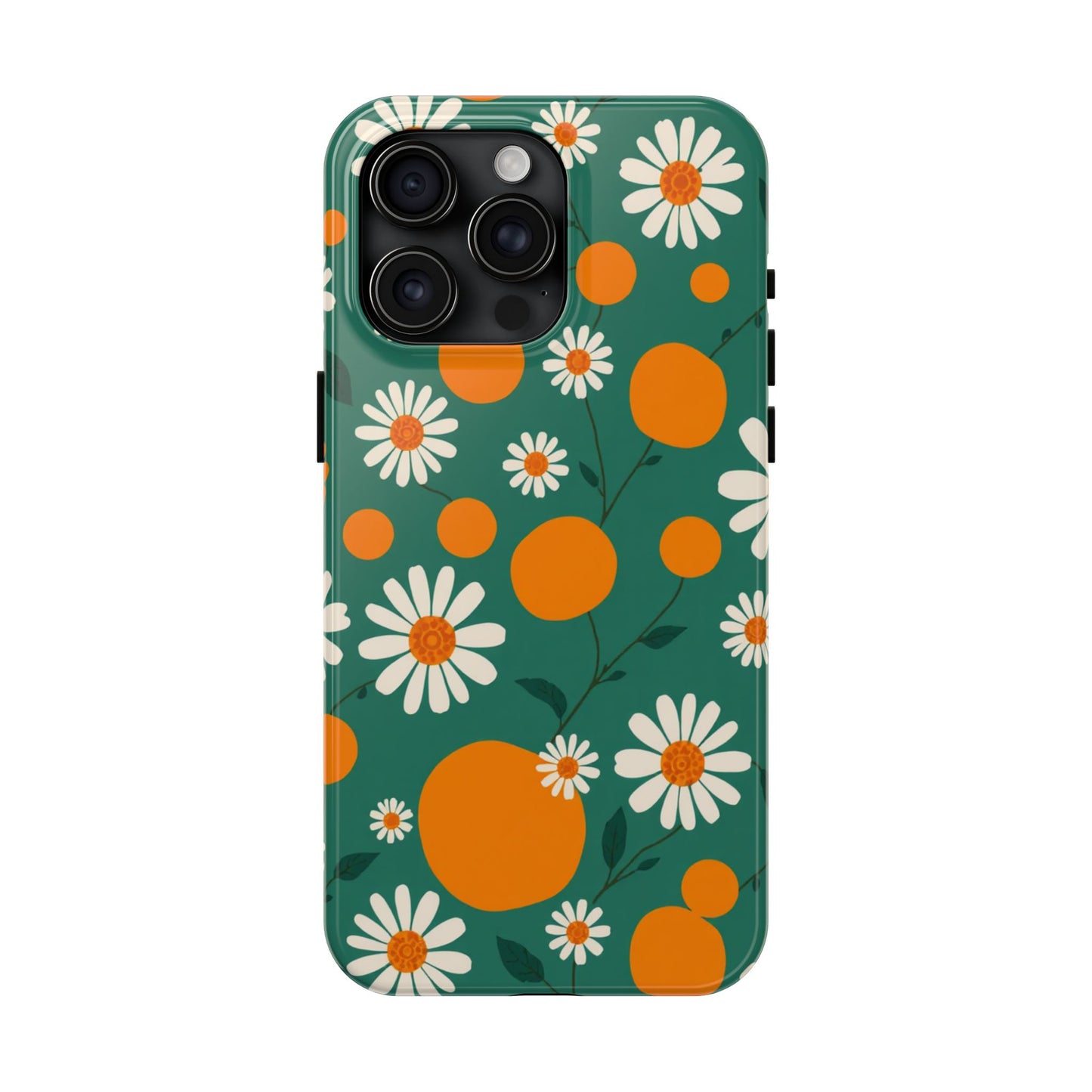 Floral Tough Phone Case - Daisy & Orange Design