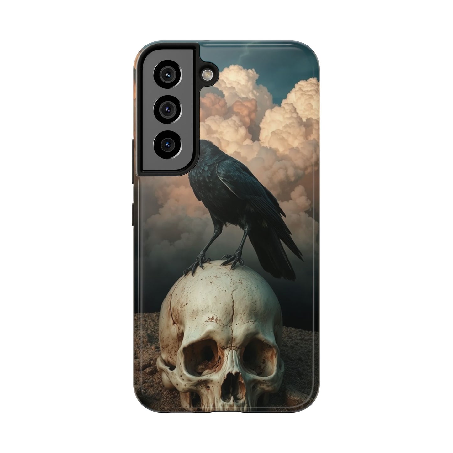 Gothic Raven Skull Tough Phone Case - Unique Protective Cover for Halloween Lovers
