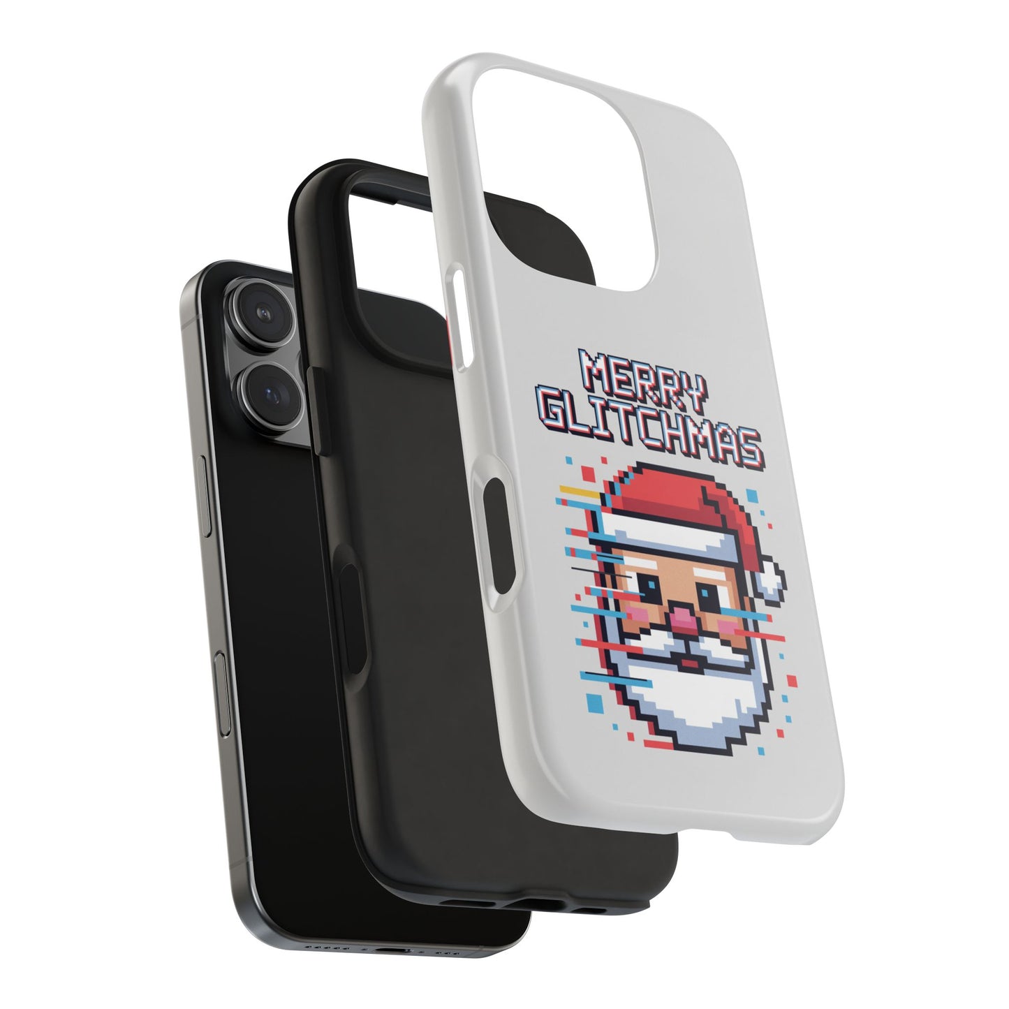 Merry Glitchmas Phone Case - Christmas Pixel Art Design for iPhone
