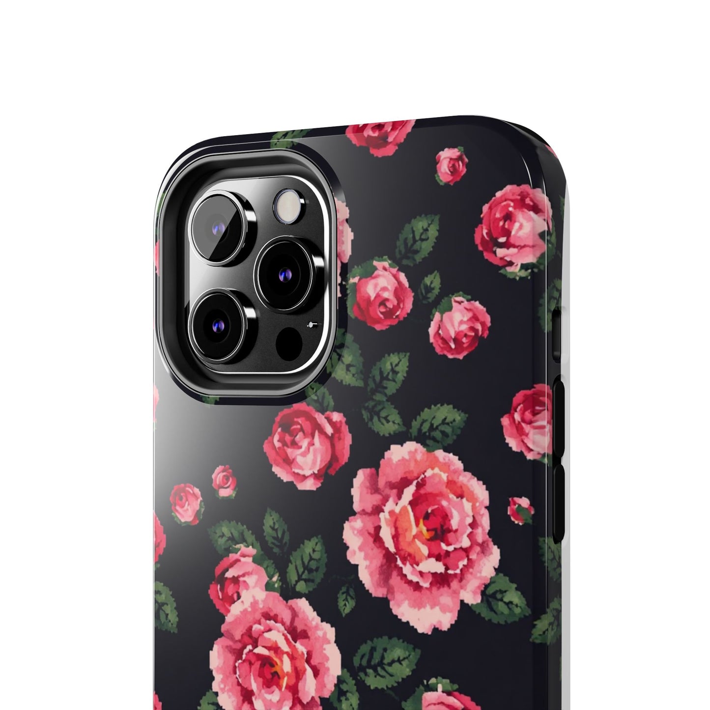 Pixelated Floral Tough Phone Case - Elegant Rose Design for Protection & Style - for iPhone
