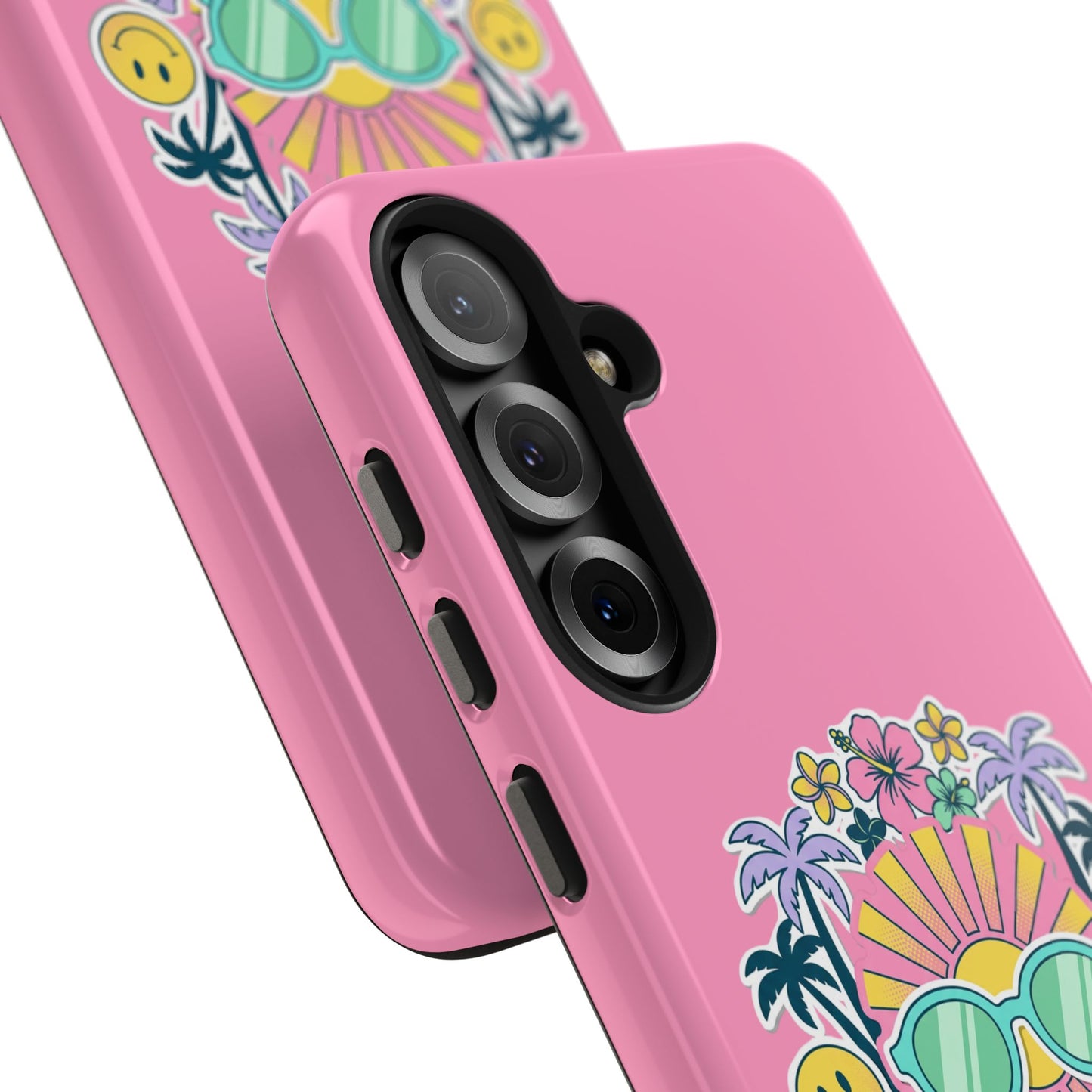 Retro Summer Phone Case — Y2K Palm Trees, Roller Skates & Smiley Collage