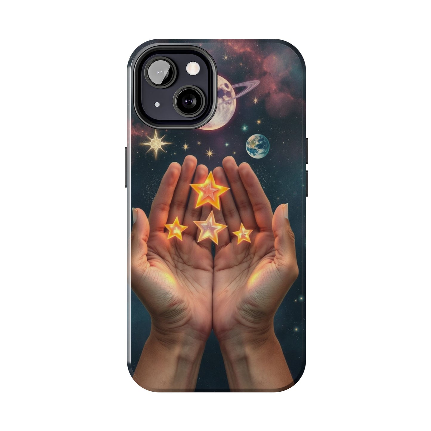 Galaxy Hands Tough Phone Case - Celestial Design for Star Lovers