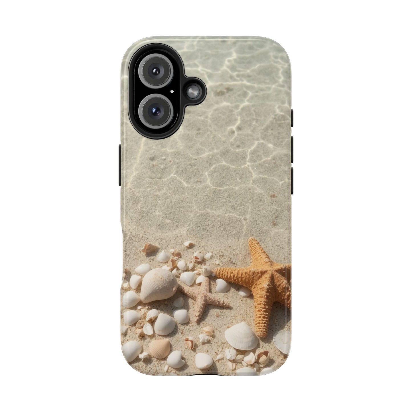 Beach-Inspired Tough Phone Case with Starfish and Seashell Design