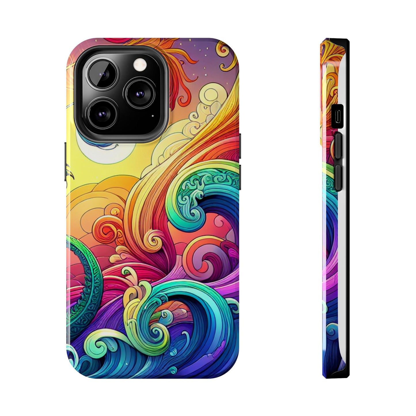 Fantasy Ocean Waves Tough Phone Case - Colorful Protective Cover - for iPhone