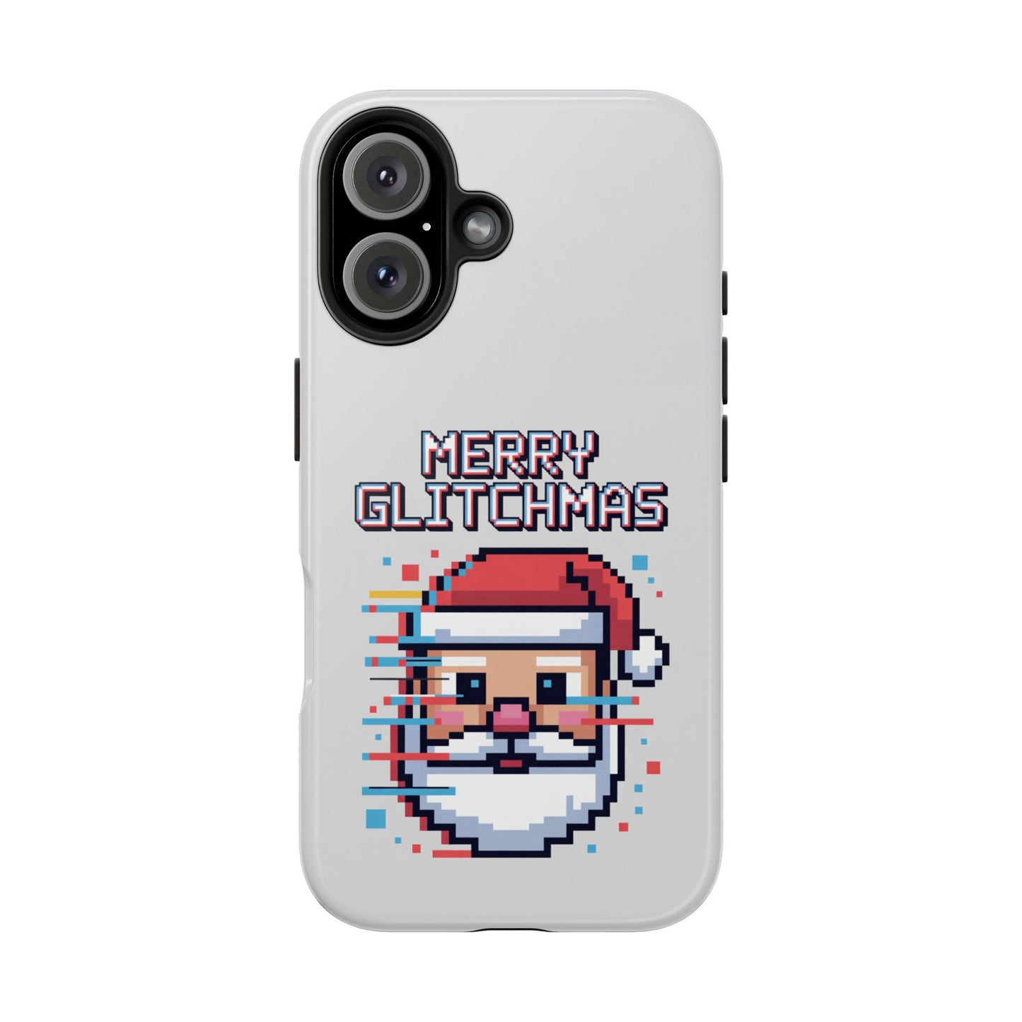 Merry Glitchmas Phone Case - Christmas Pixel Art Design for iPhone