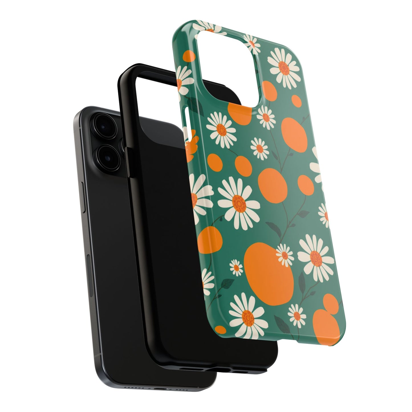 Floral Tough Phone Case - Daisy & Orange Design