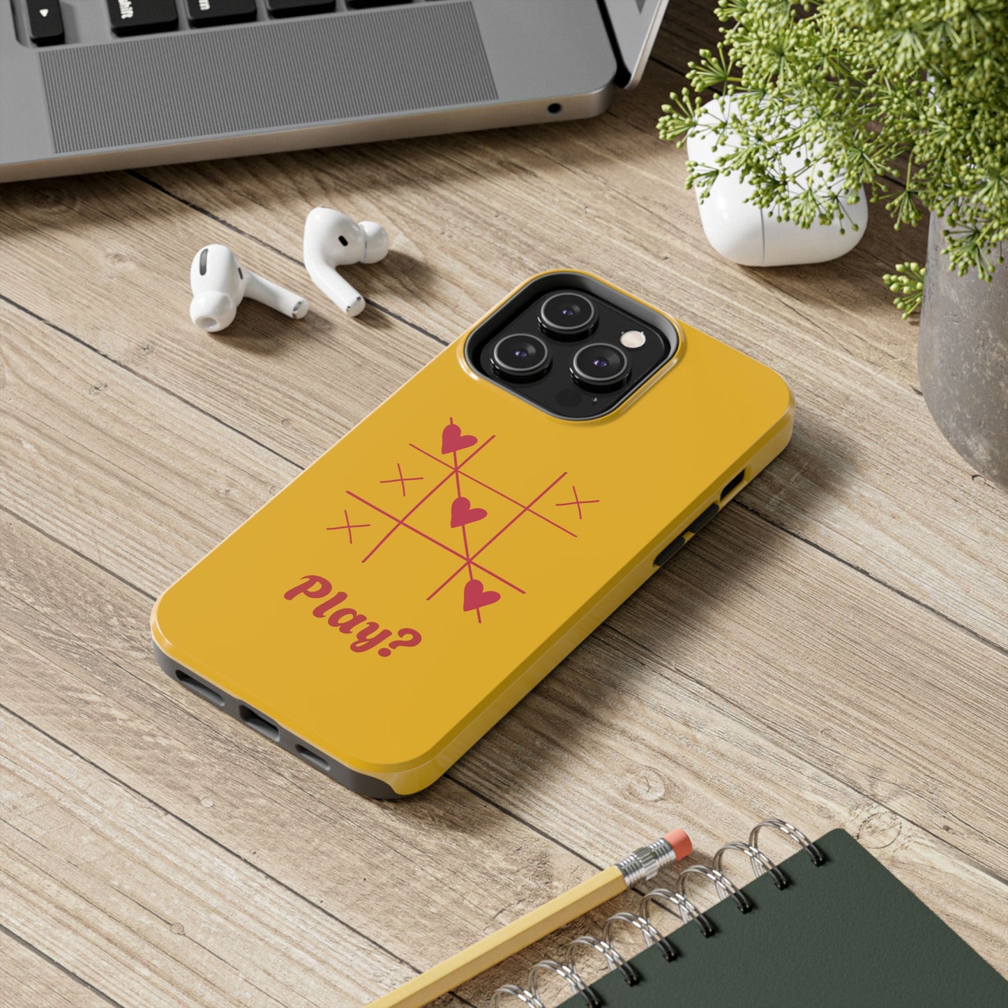 Heart Game Tough Phone Case - Fun Yellow Design for Gamers & Loved Ones - for iPhone