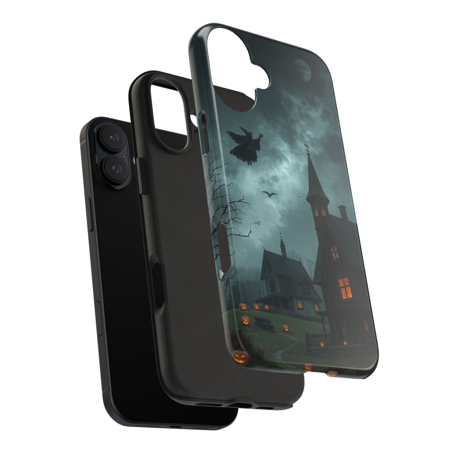 Halloween-Themed Tough Phone Case with Spooky House Design