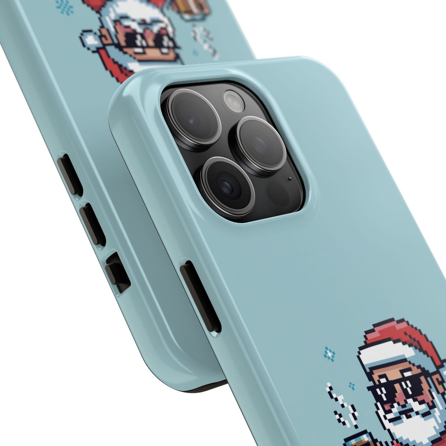 Pixel Art Santa Claus iPhone Case - Festive Tough Case with 'Be Good' Design