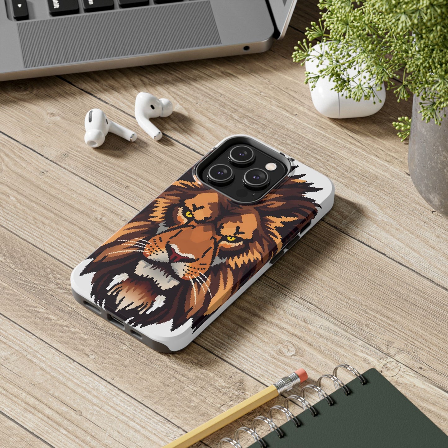 Fierce Pixelated Lion Tough Phone Case - Durable Design for Animal Lovers - for iPhone