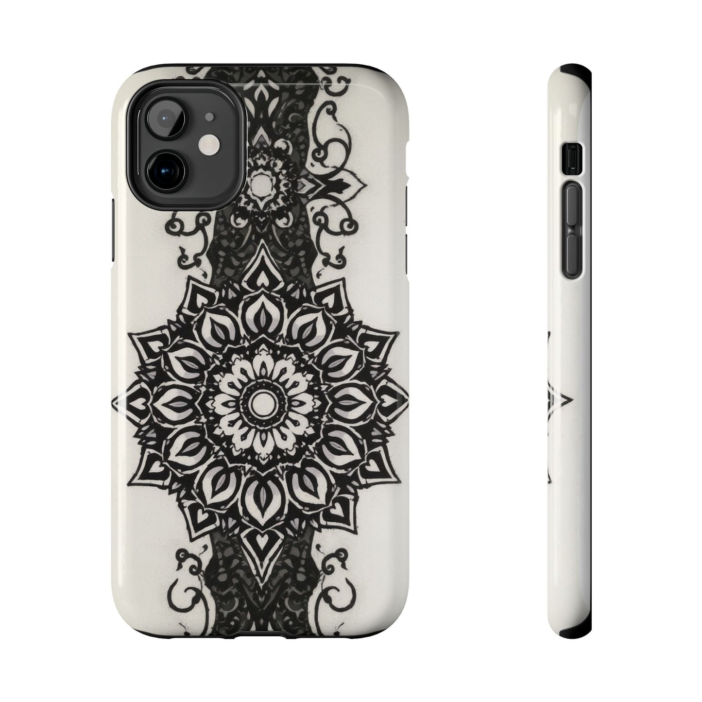 Stylish Tough Phone Cases with Dark Mandala Design - Durable and Unique Protection - for iPhone