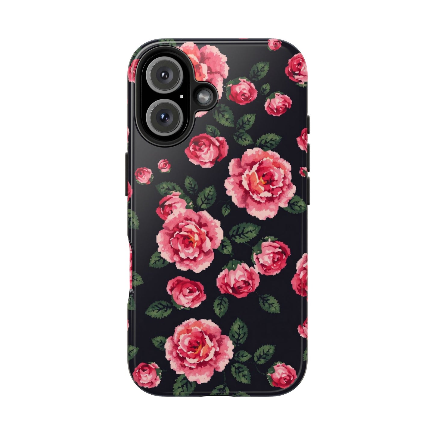 Pixelated Floral Tough Phone Case - Elegant Rose Design for Protection & Style - for iPhone