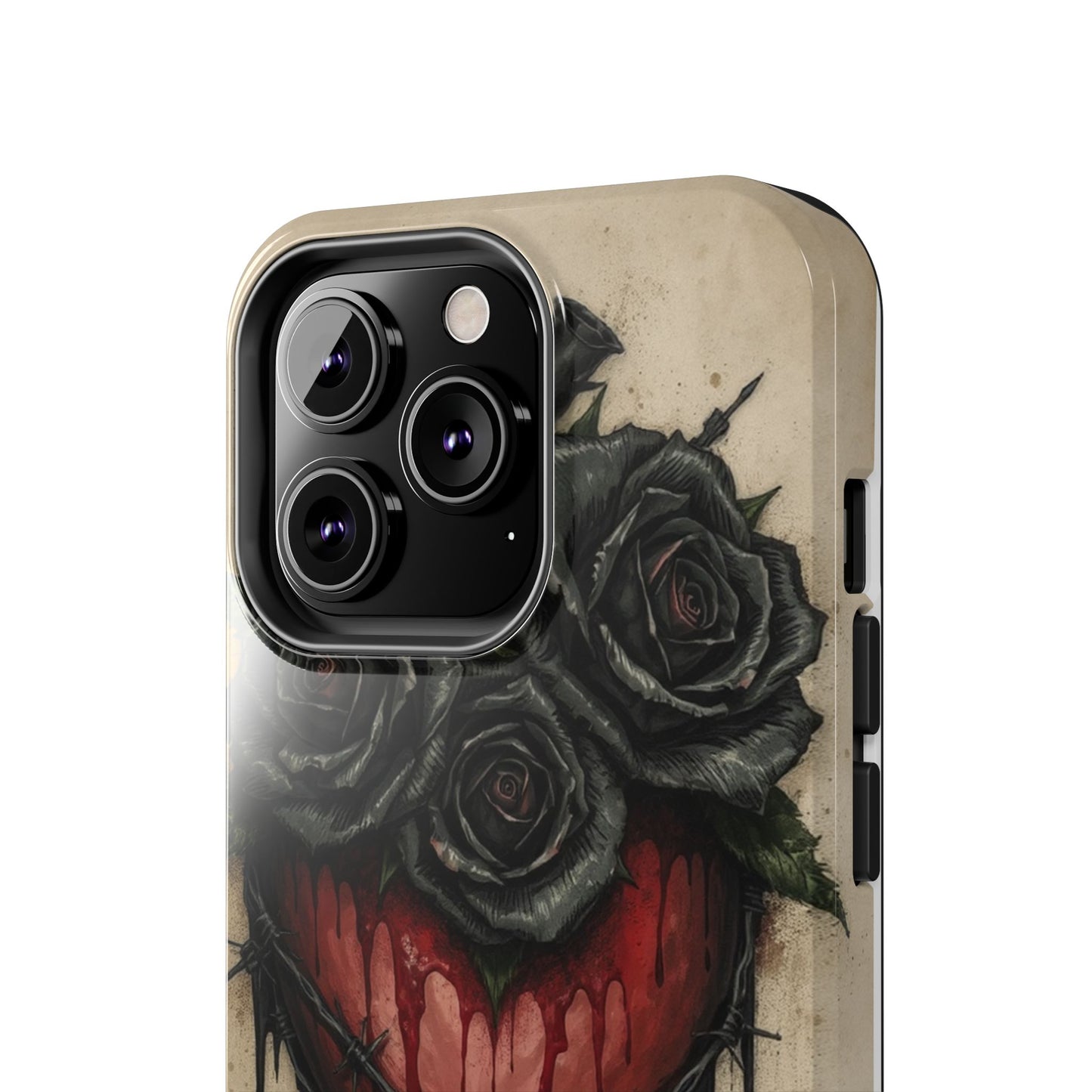 Gothic Heart Phone Case with Roses - Tough & Durable Design