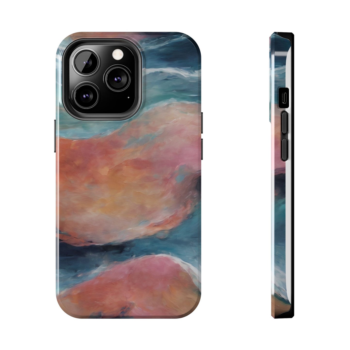 Artistic Painted Sea Tough Phone Case - Abstract Waves Design - for iPhone