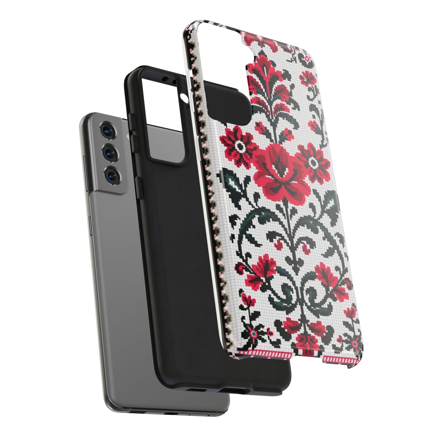 Traditional Floral Knit Tough Phone Cases - Durable Protection with Vintage Style - for iPhone