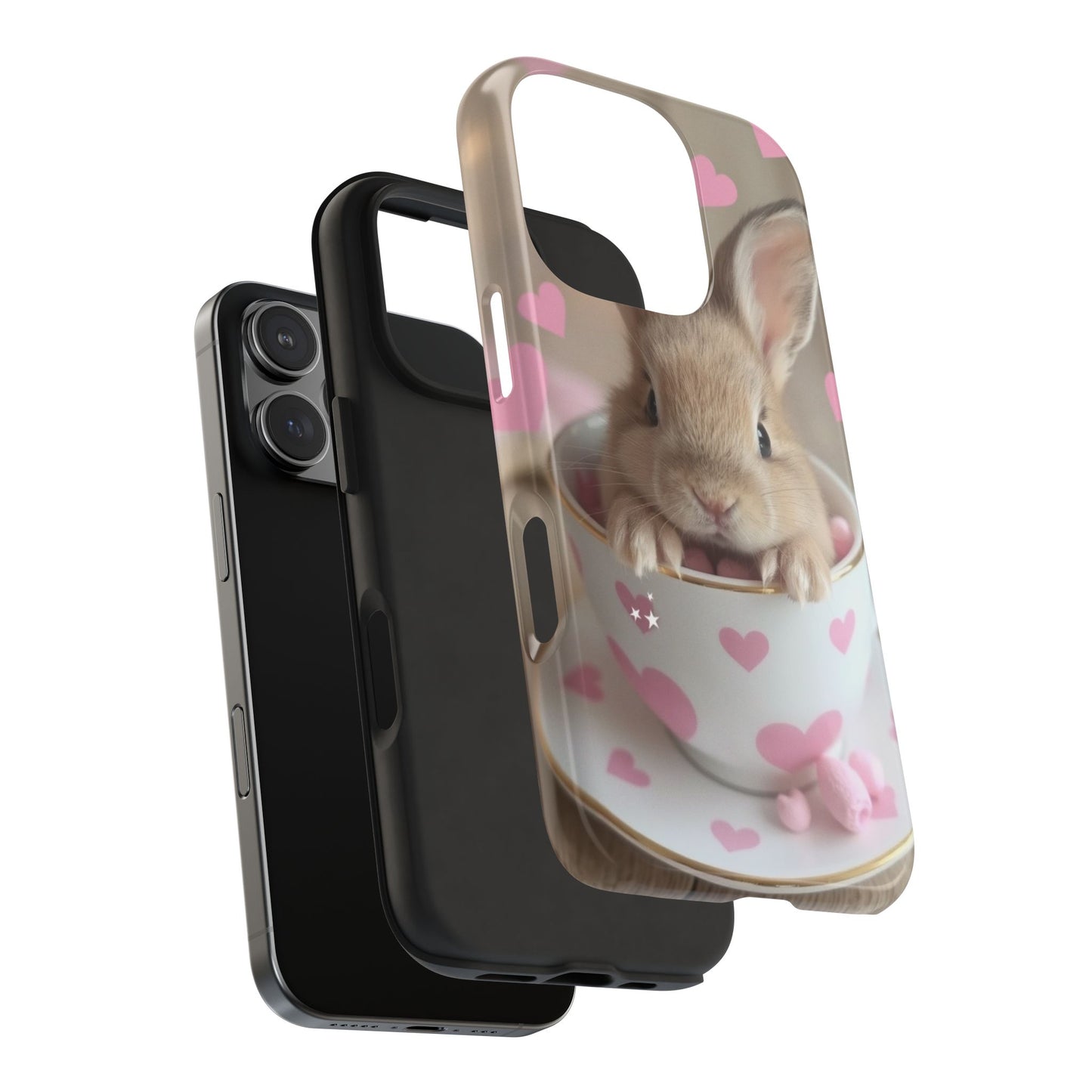 Adorable Bunny Phone Case with Heart Design - Cute Gift for Animal Lovers
