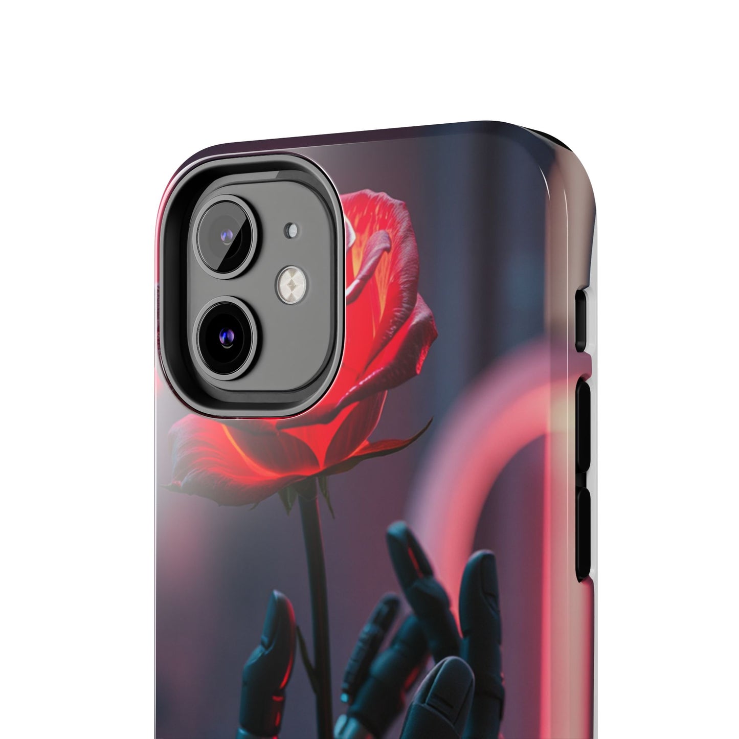 Futuristic Tough Phone Case with Robotic Rose Design | Durable Protection