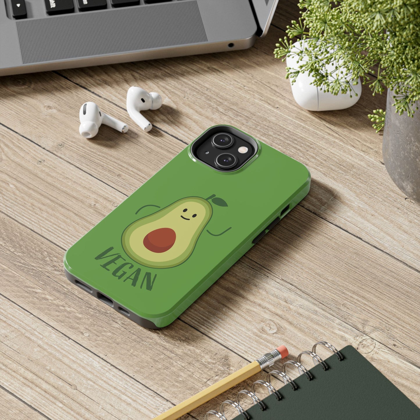Vegan Avocado Tough Phone Case - Cute & Durable Phone Cover - for iPhone