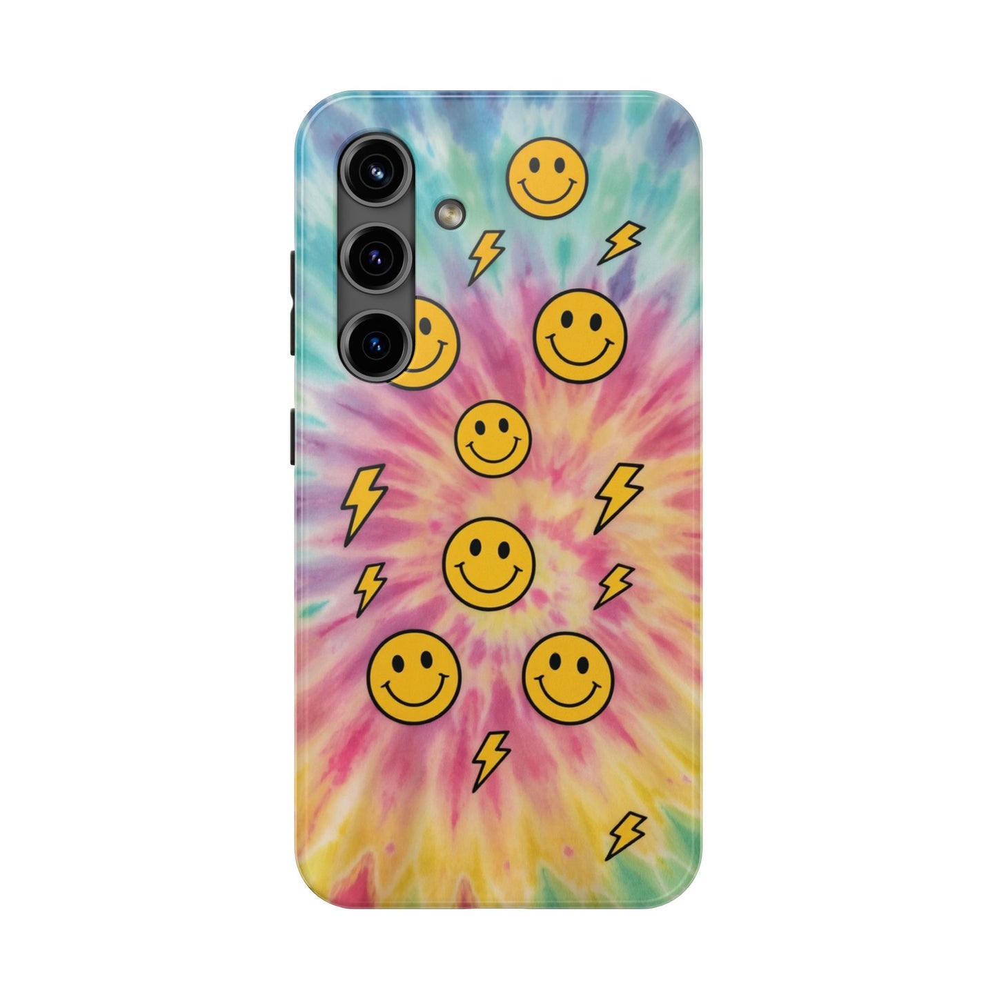 Colorful Smiley Lightning Tough Phone Case - Fun & Durable