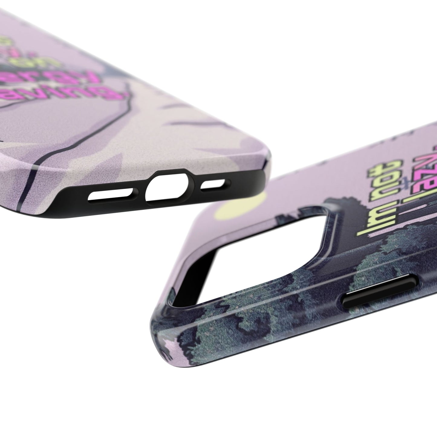 Humorous Tough Phone Case – "I'm Not Lazy, I'm On Energy Saving"