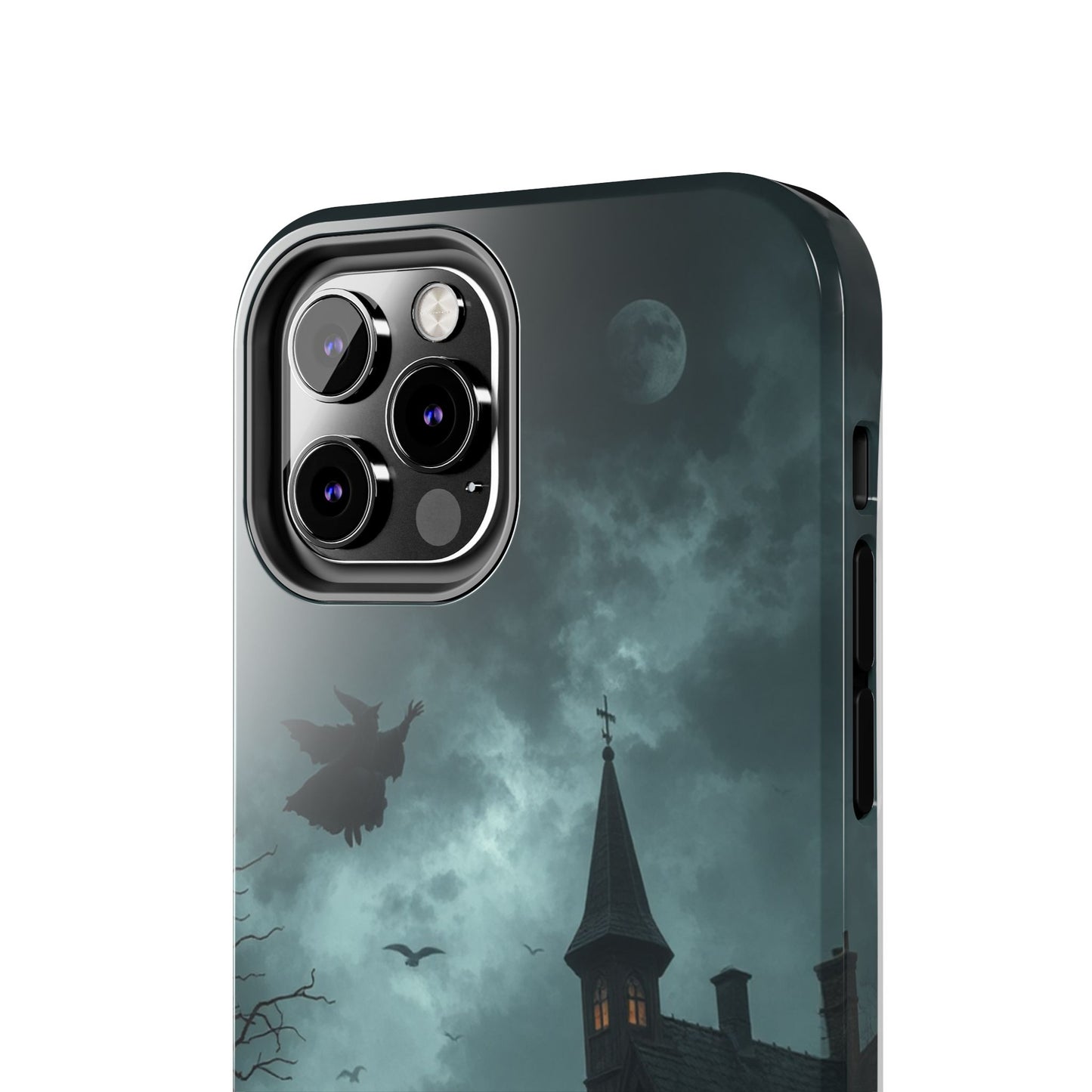 Halloween-Themed Tough Phone Case with Spooky House Design