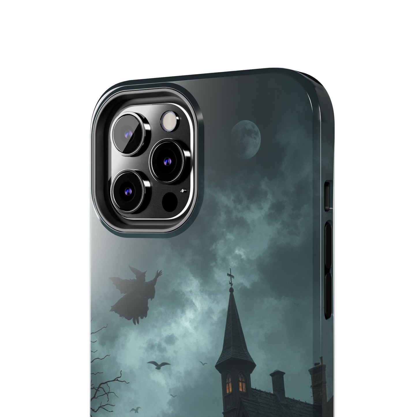 Halloween-Themed Tough Phone Case with Spooky House Design