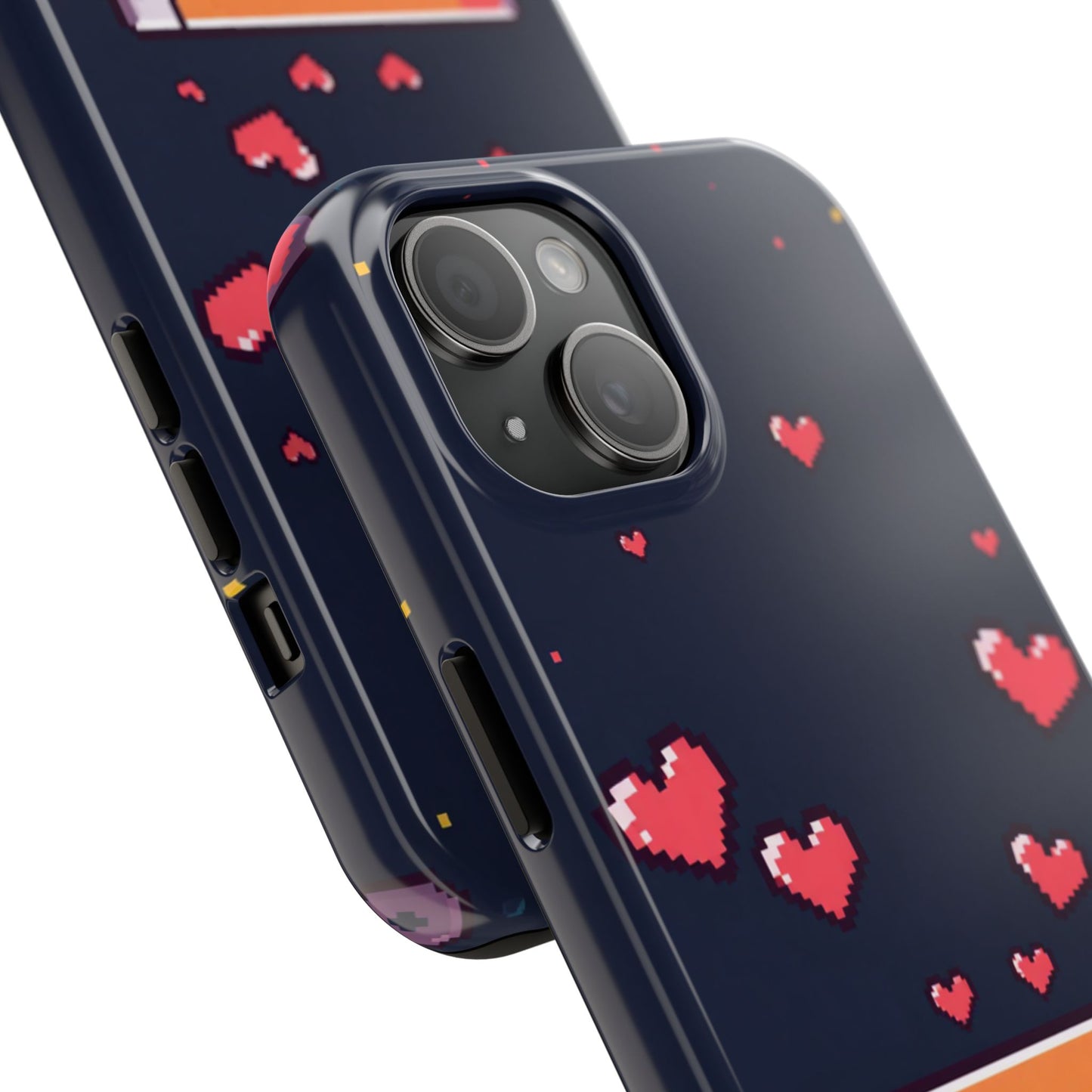 Pixel Heart Tough Phone Case - Retro Gamer Style for Valentine's Day