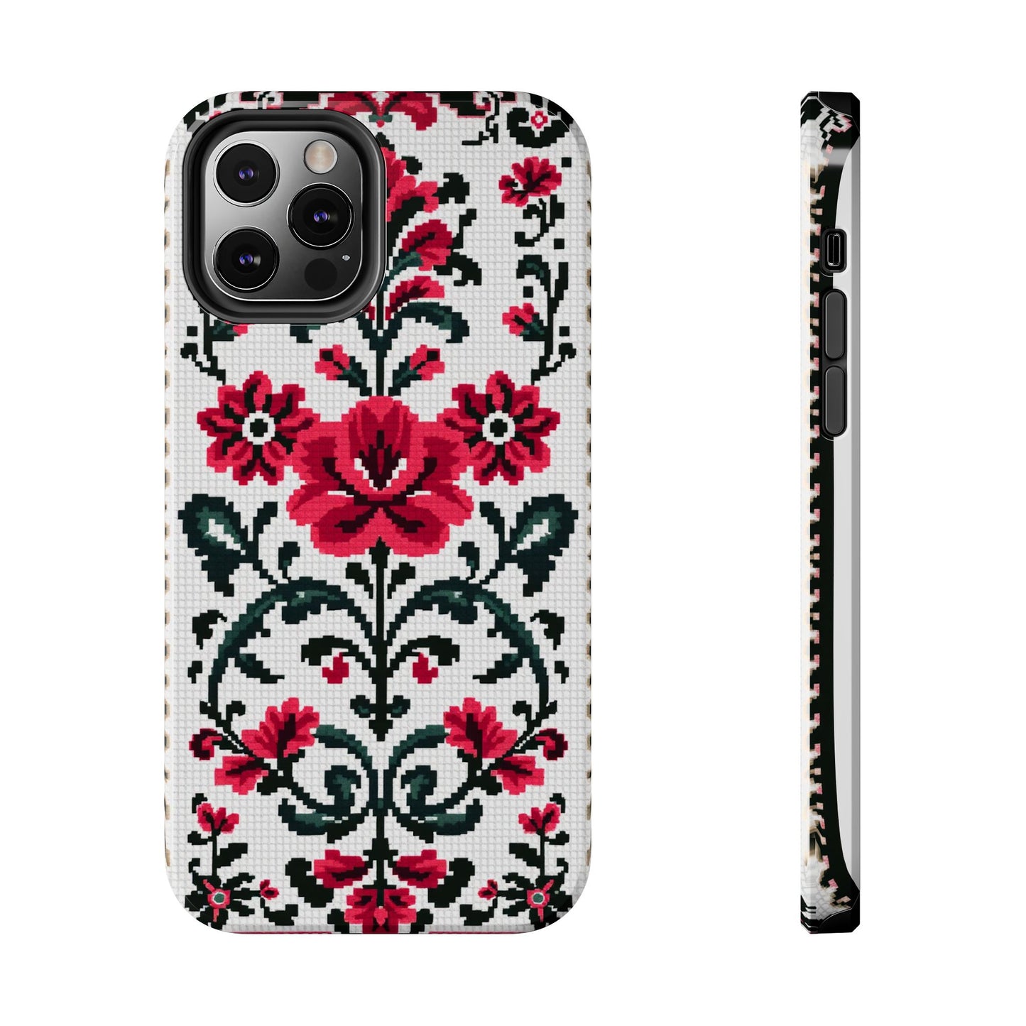 Traditional Floral Knit Tough Phone Cases - Durable Protection with Vintage Style - for iPhone