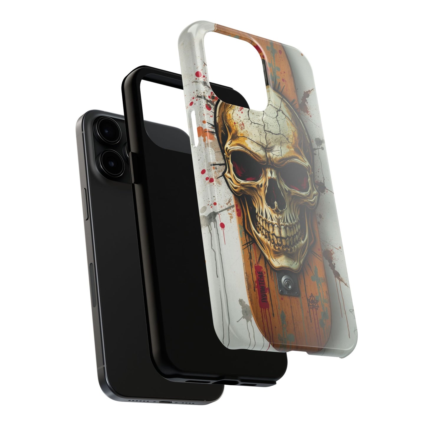 Edgy Skull Tough Phone Case - Durable Protection for Skateboard Enthusiasts
