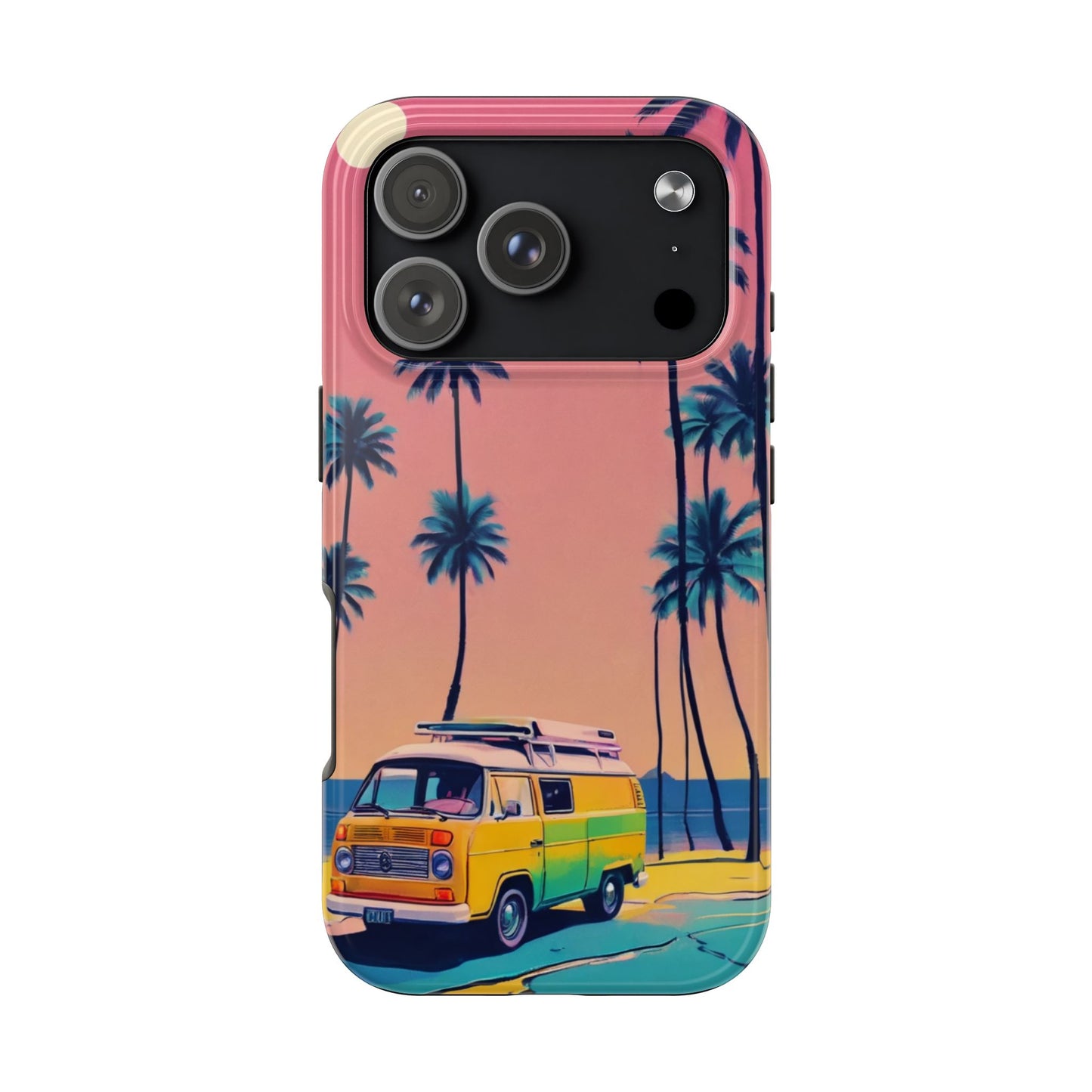 Tropical Beach Vibe Tough Phone Case - Vintage Van Design - for iPhone