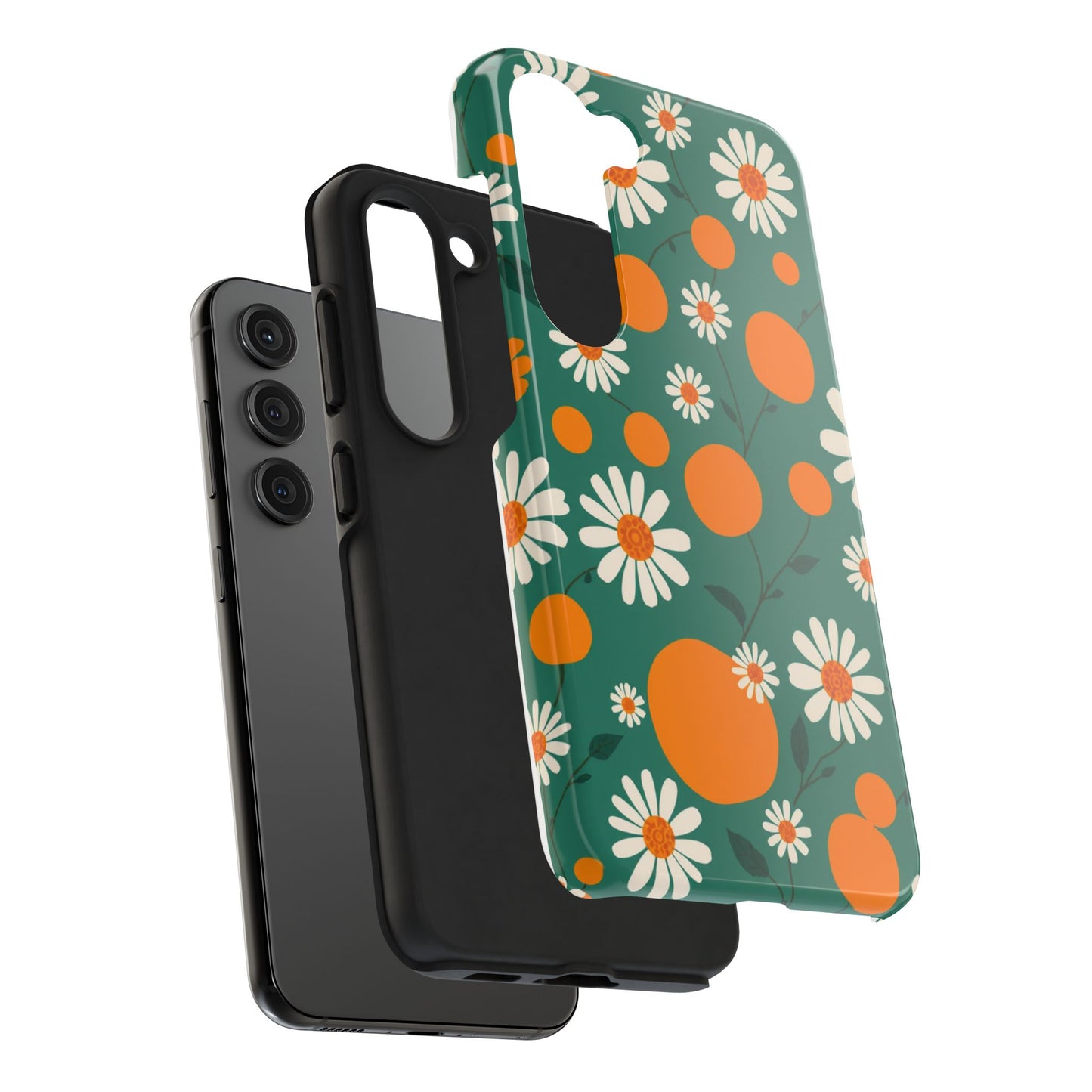 Floral Tough Phone Case - Daisy & Orange Design
