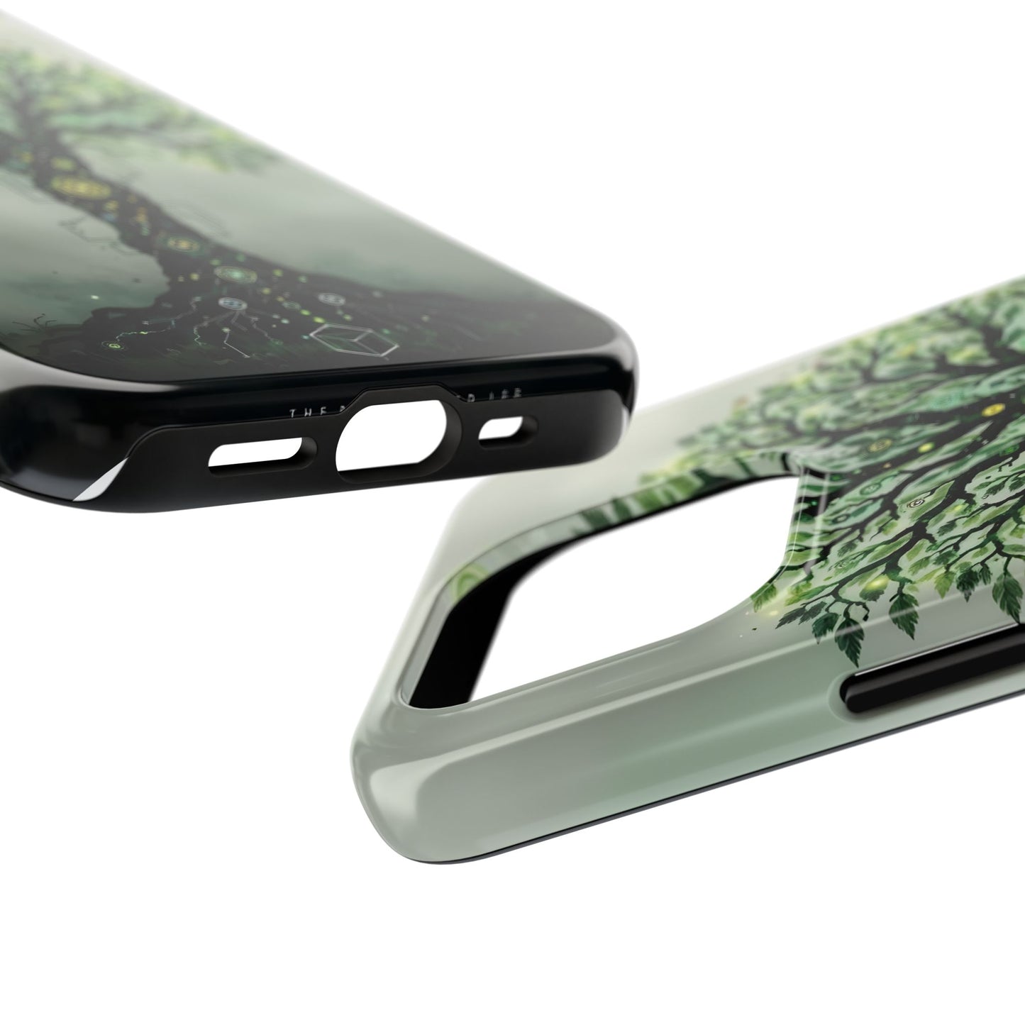 Nature-Inspired Tough Phone Case with Tech Tree Design - for iPhone