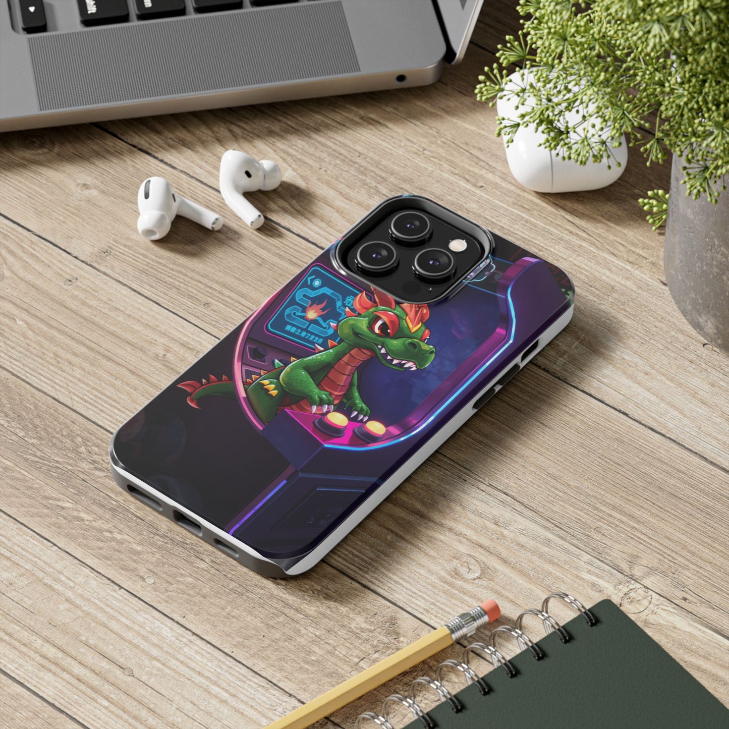 Retro Gamer Tough Phone Case with Dragon Design