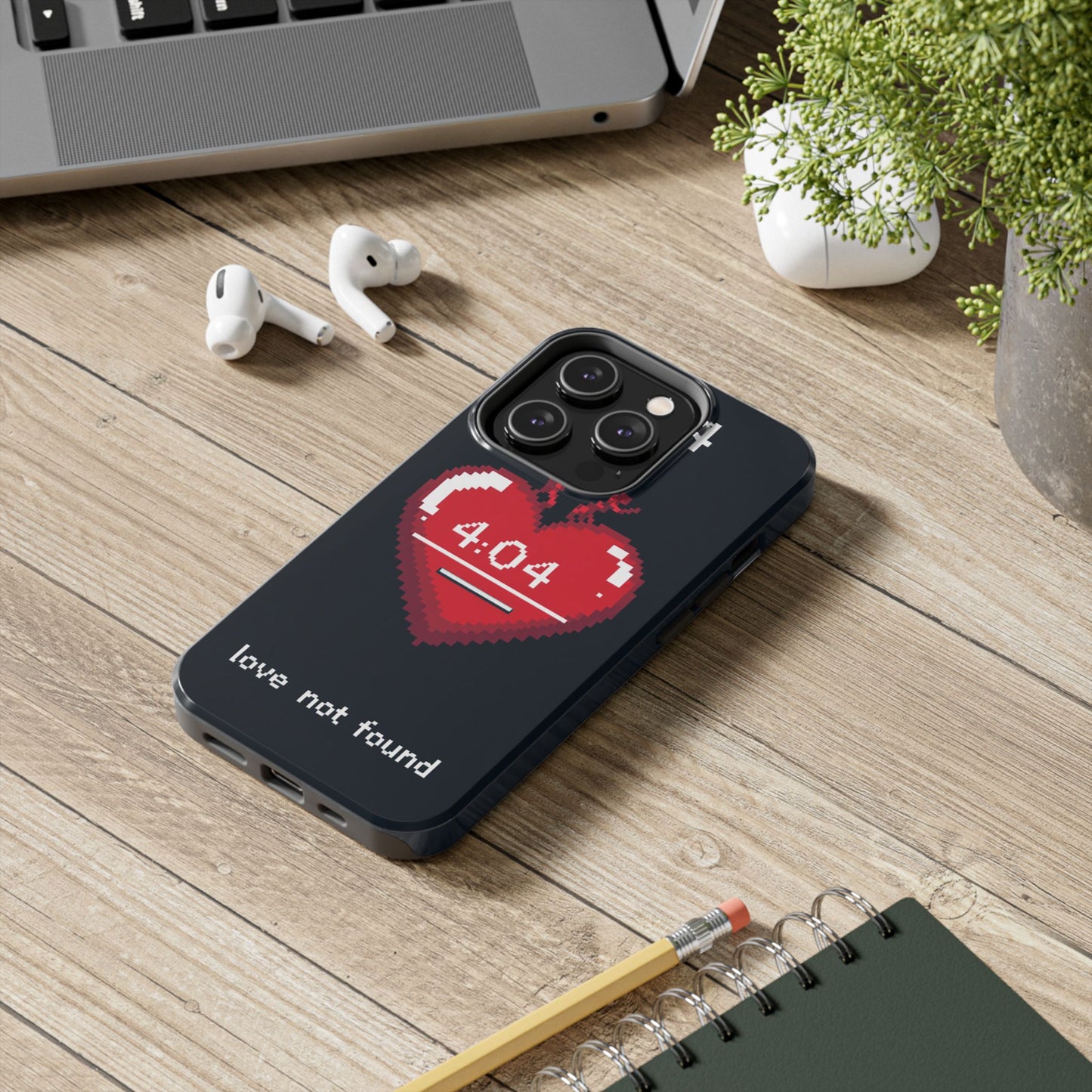 Vintage Pixel Heart Tough Phone Case - "404 Love Not Found" Design