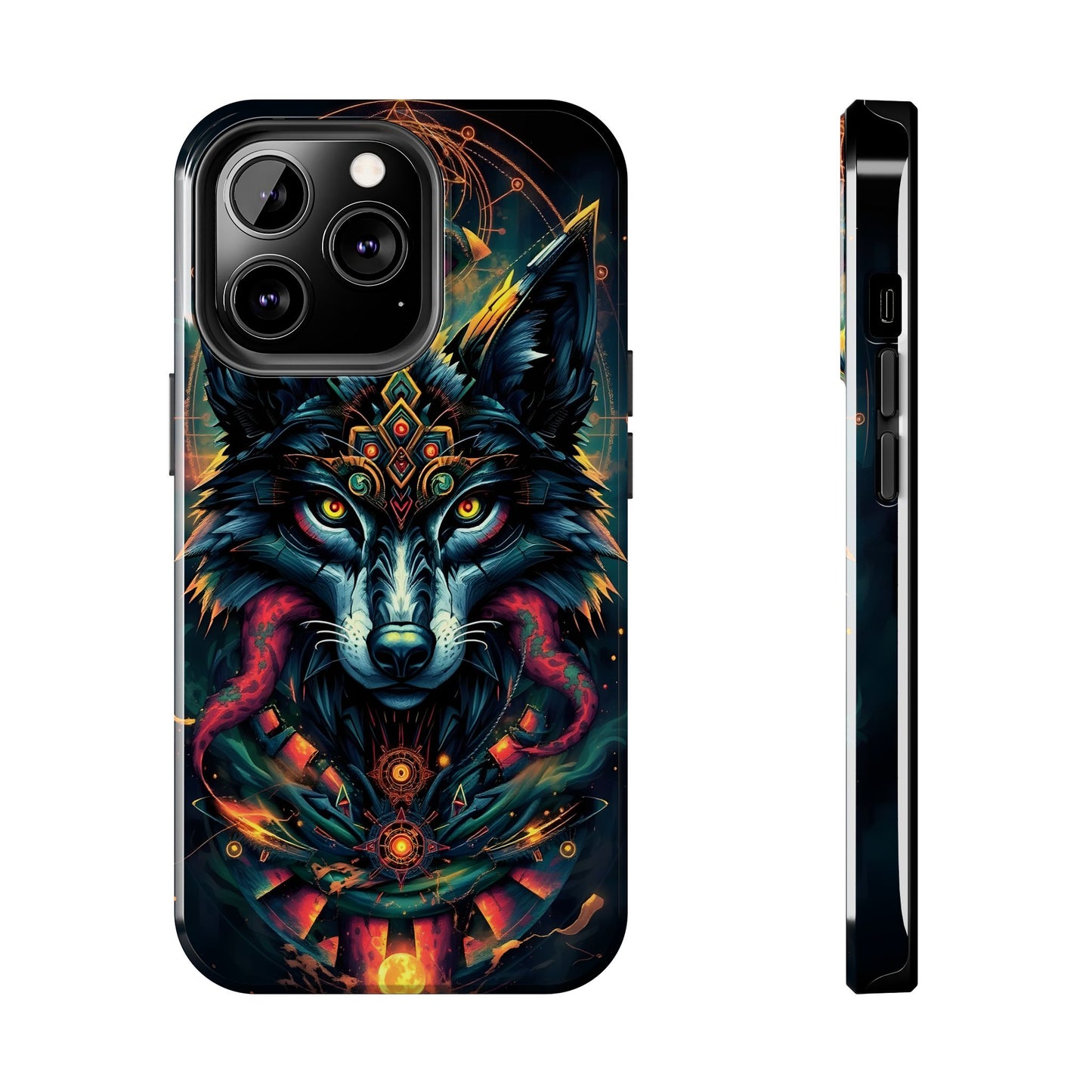 Vibrant Mystical Wolf Art Tough Phone Case - Durable & Unique Design for Animal Lovers - for iPhone