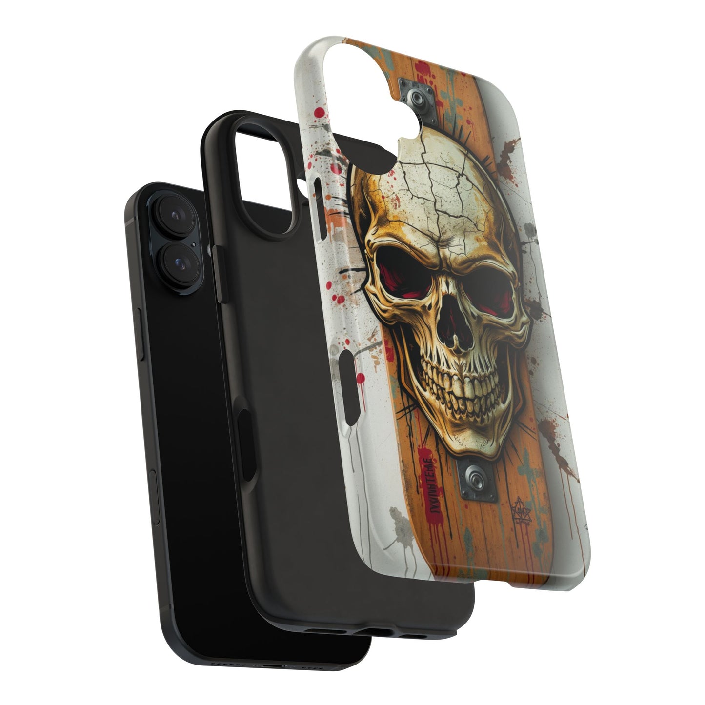 Edgy Skull Tough Phone Case - Durable Protection for Skateboard Enthusiasts